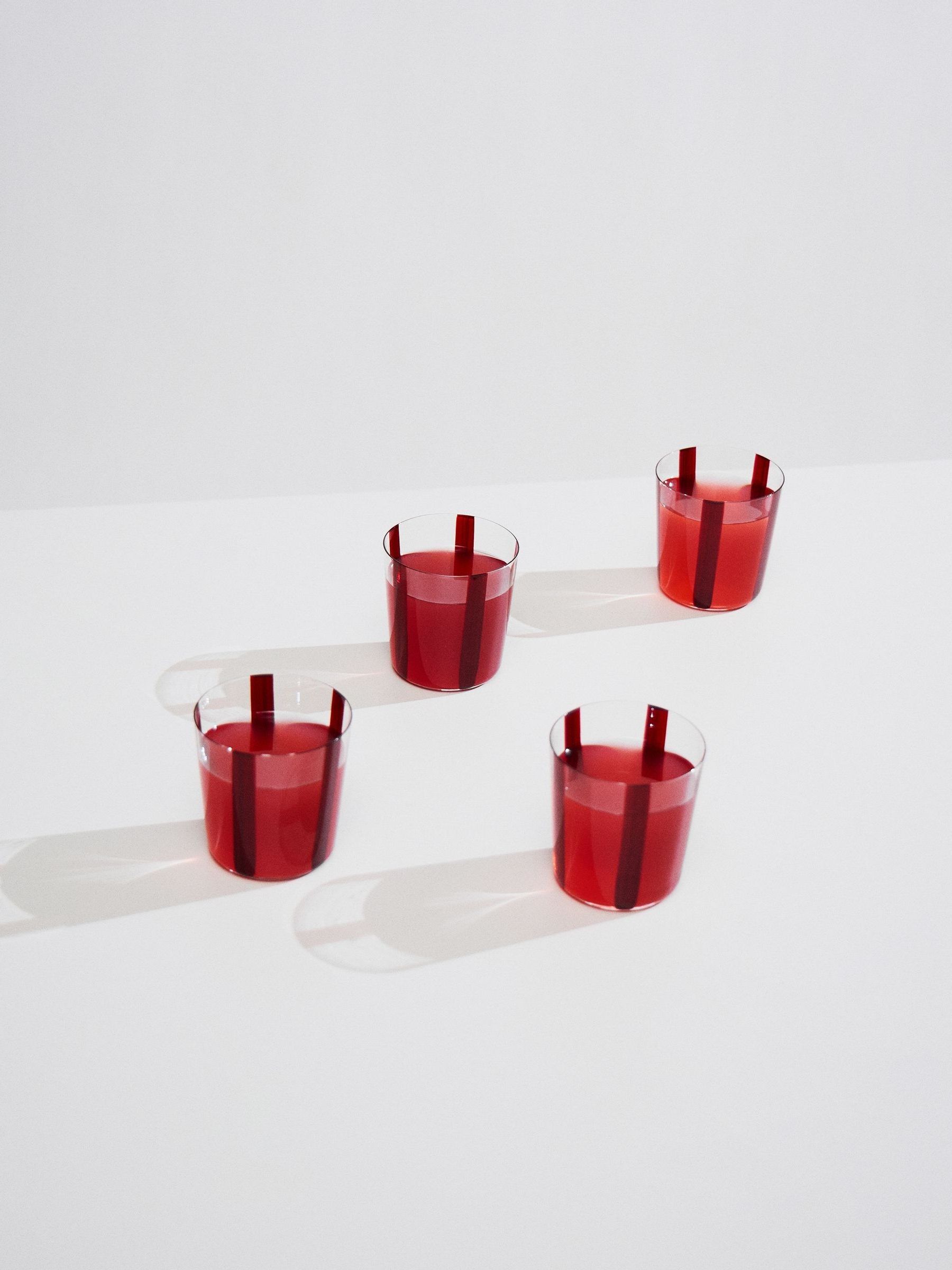 The Conran Shop Set of 4 Burgundy Nova Stripe Tumblers 360ml - Image 1 of 5