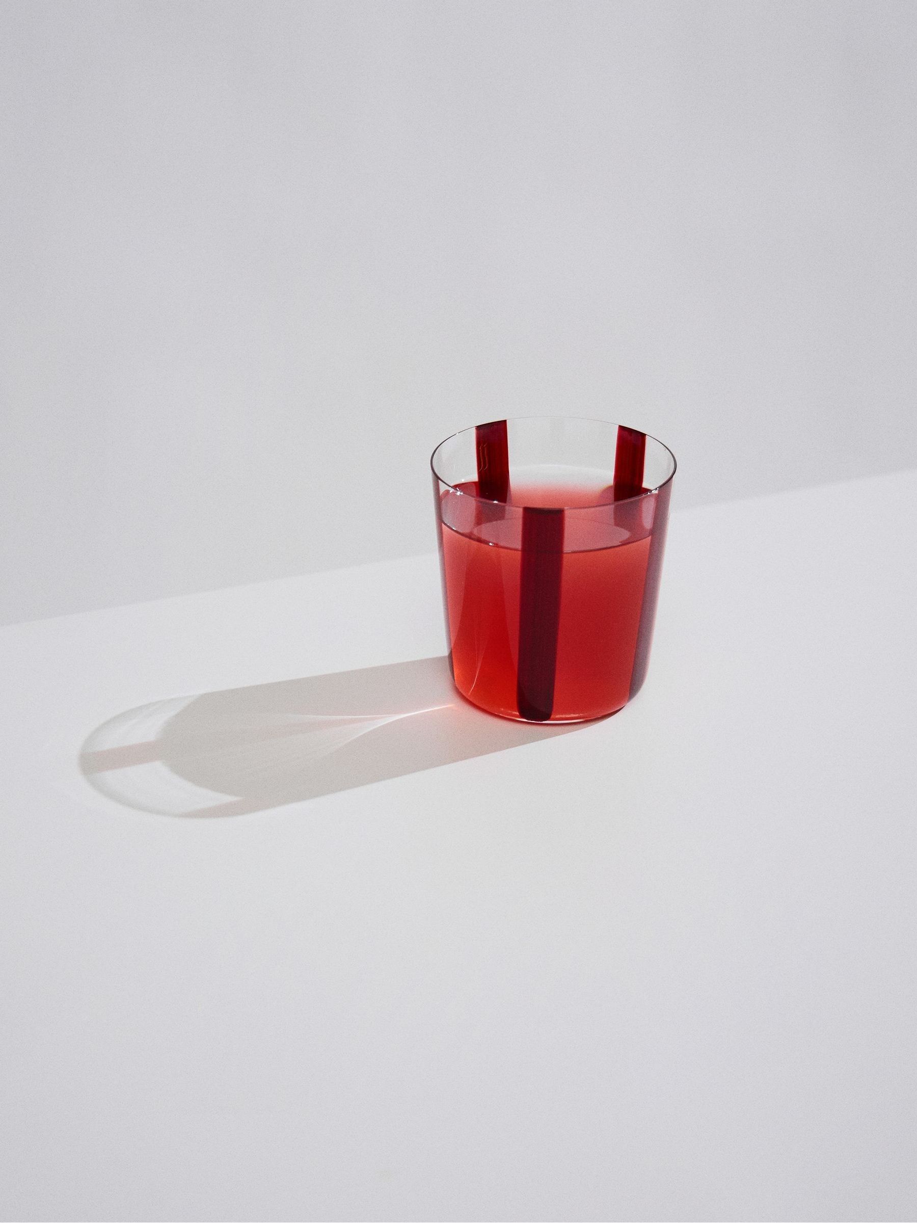 The Conran Shop Set of 4 Burgundy Nova Stripe Tumblers 360ml - Image 2 of 5