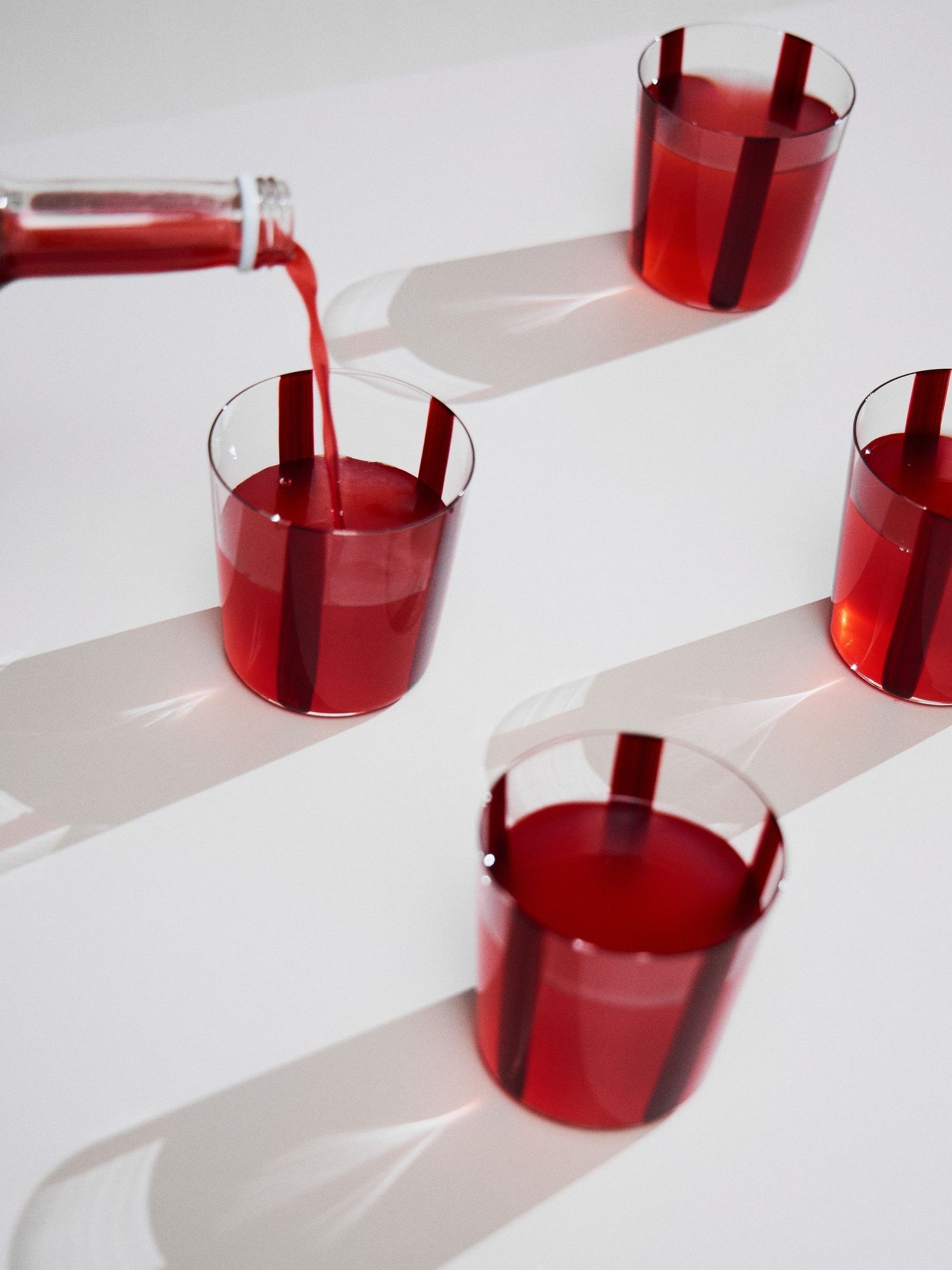 The Conran Shop Set of 4 Burgundy Nova Stripe Tumblers 360ml - Image 3 of 5