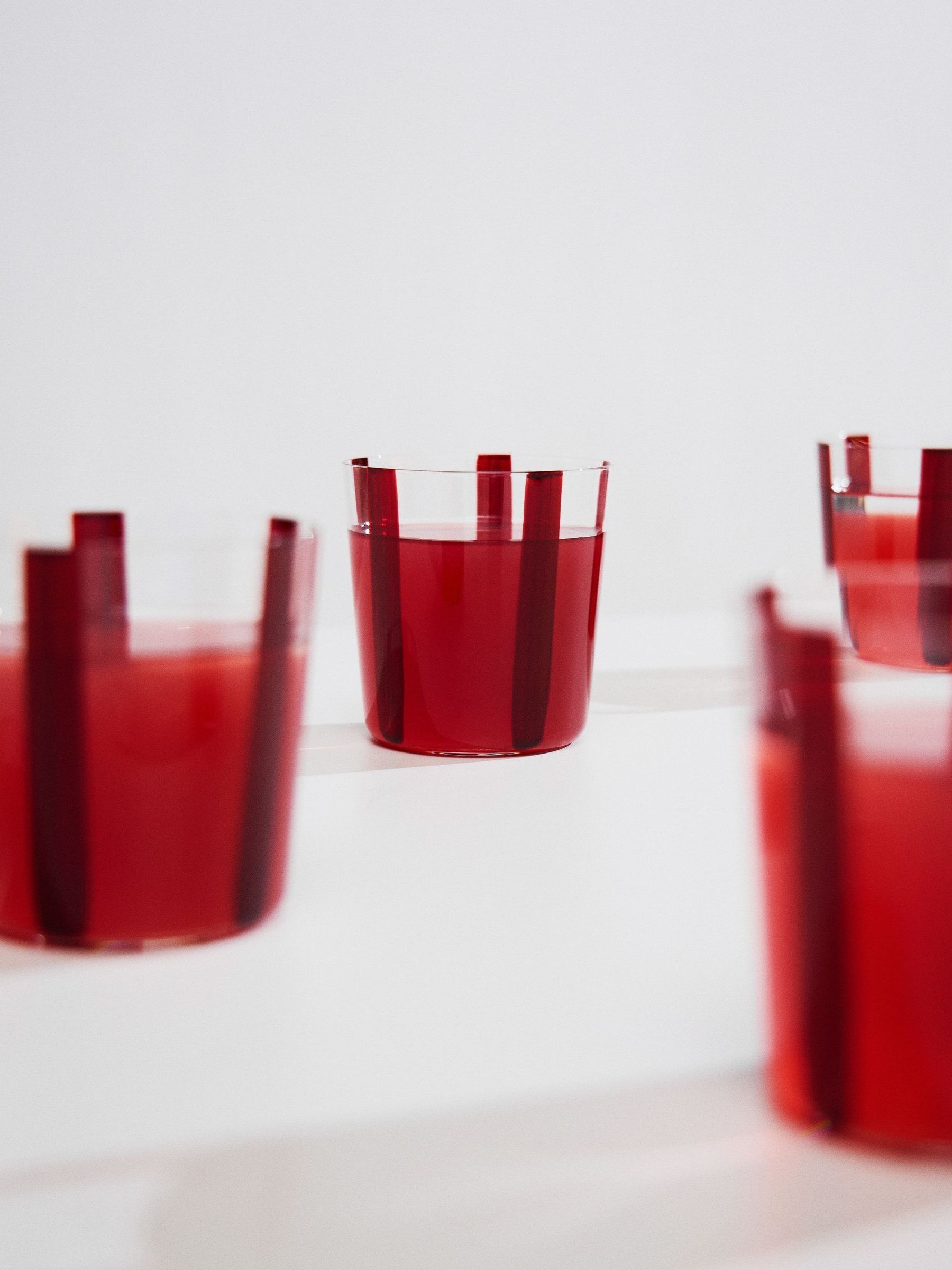 The Conran Shop Set of 4 Burgundy Nova Stripe Tumblers 360ml - Image 4 of 5