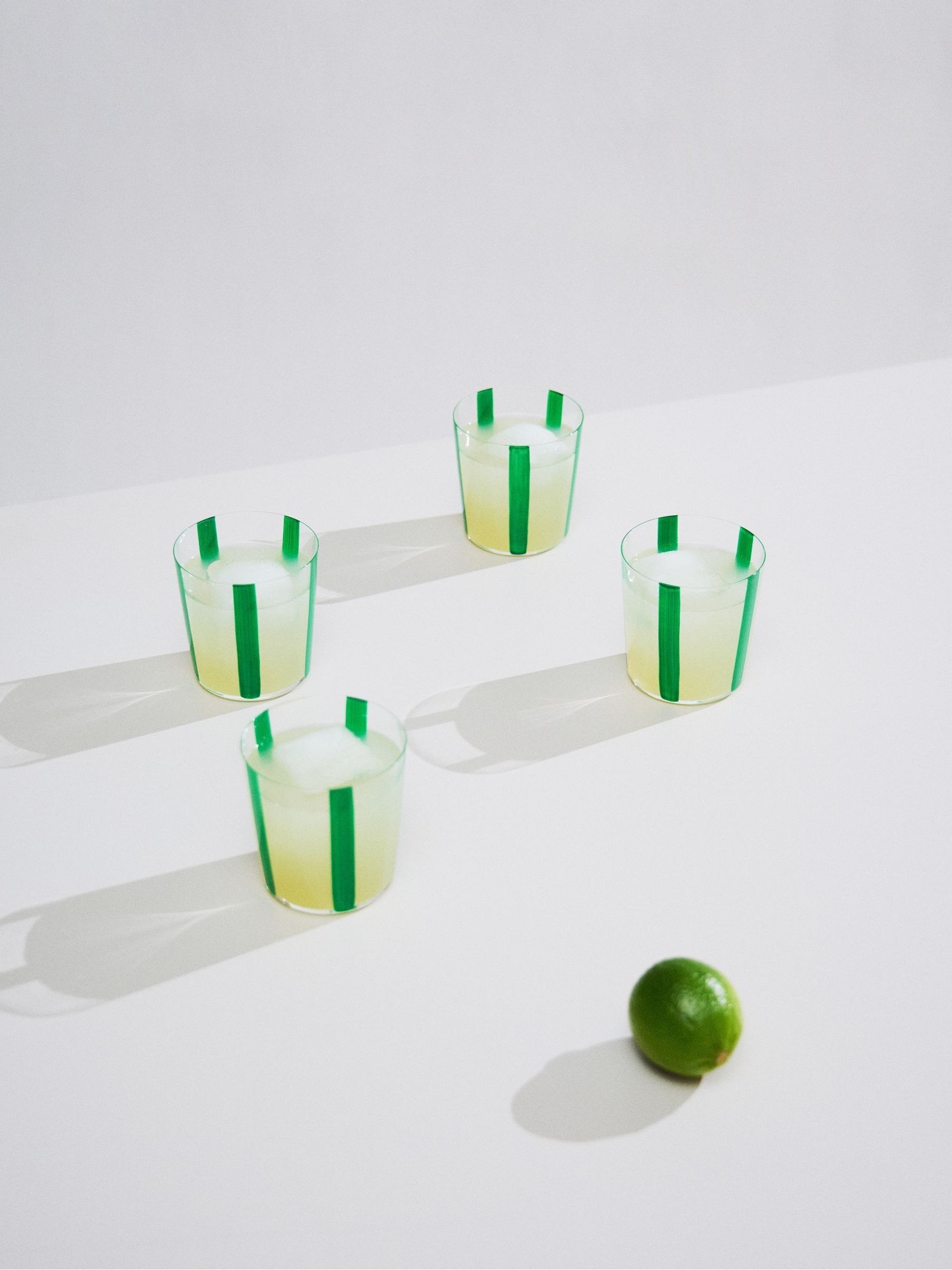 The Conran Shop Set of 4 Green Nova Stripe Tumblers 360ml - Image 1 of 6