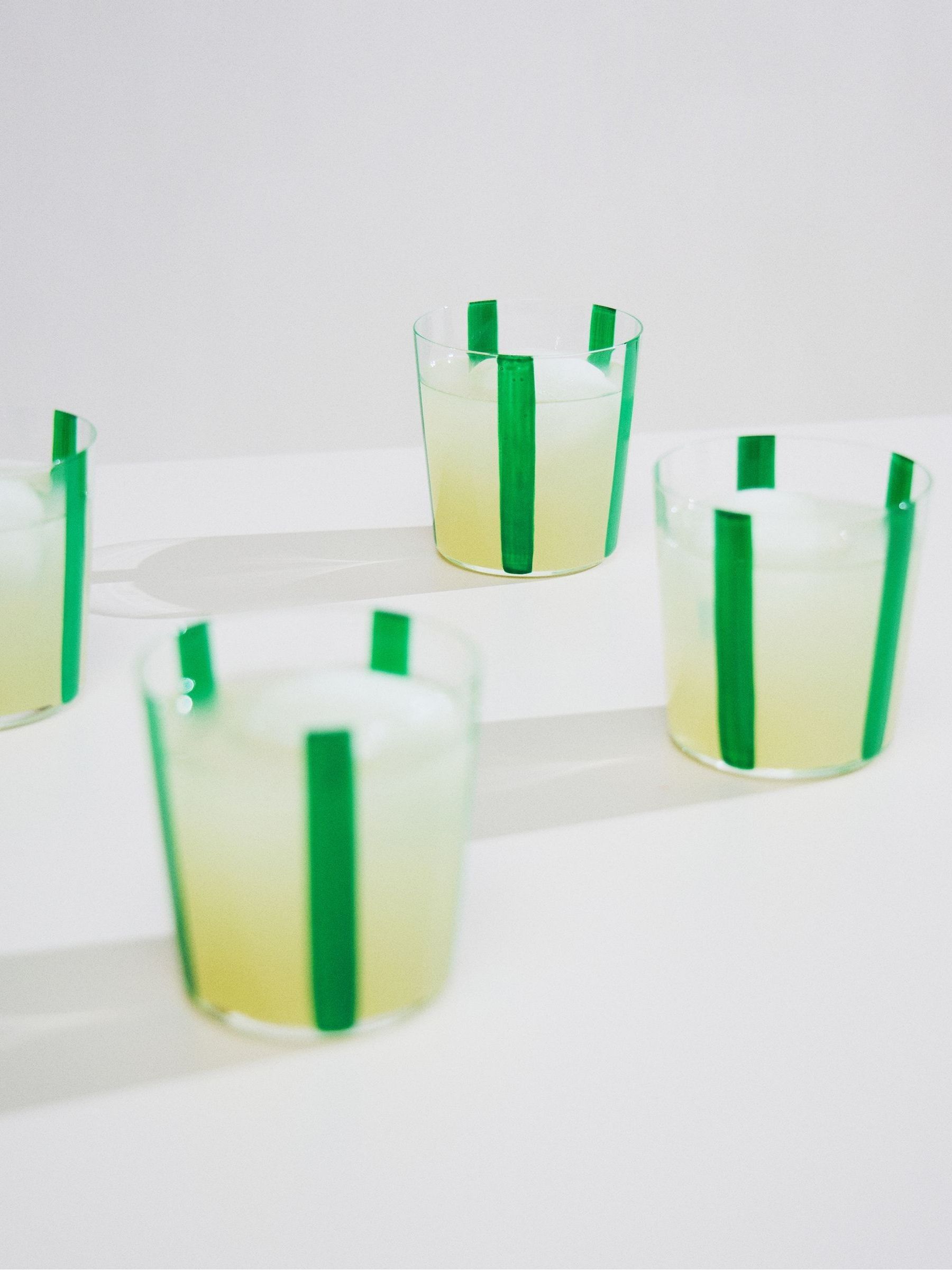 The Conran Shop Set of 4 Green Nova Stripe Tumblers 360ml - Image 2 of 6