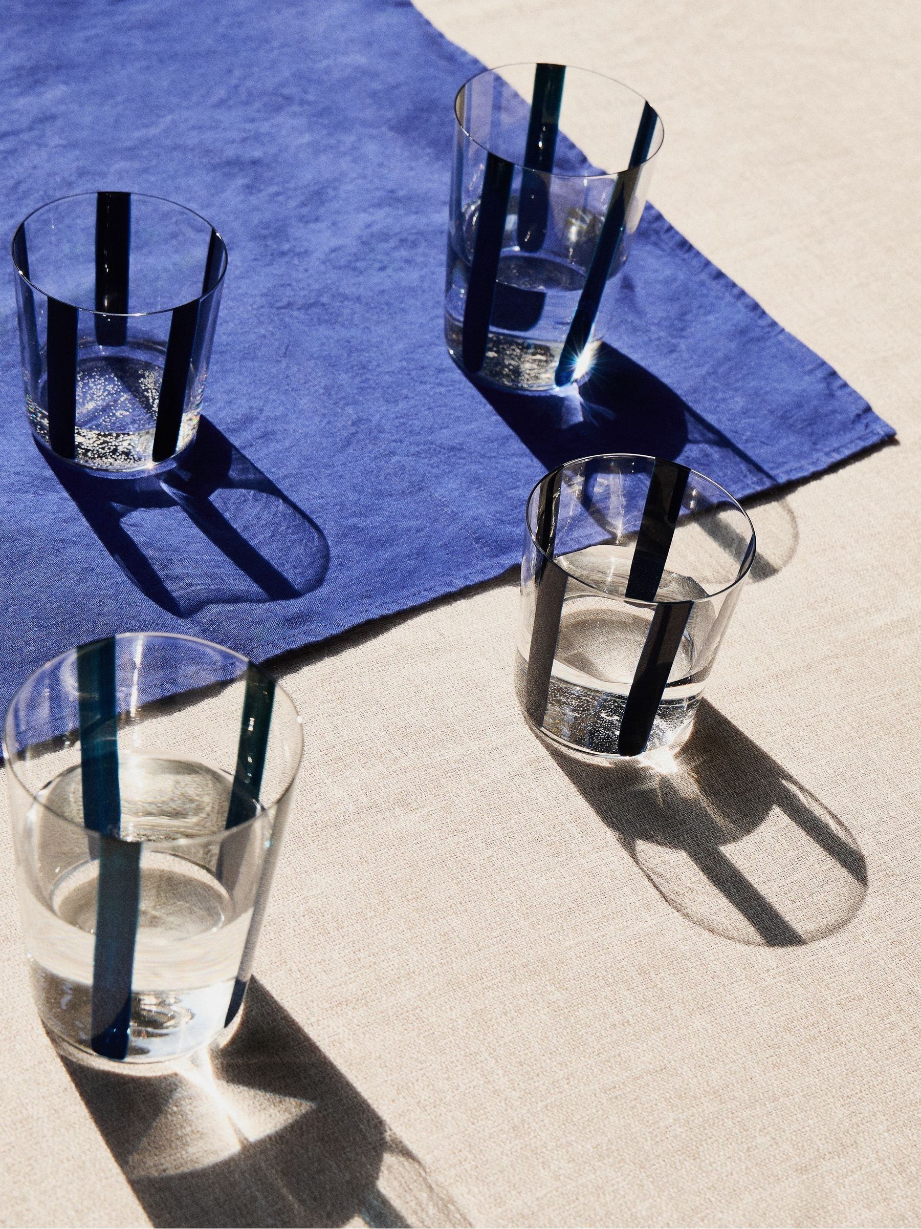 The Conran Shop Set of 4 Navy Nova Stripe Tumblers 360ml - Image 1 of 6