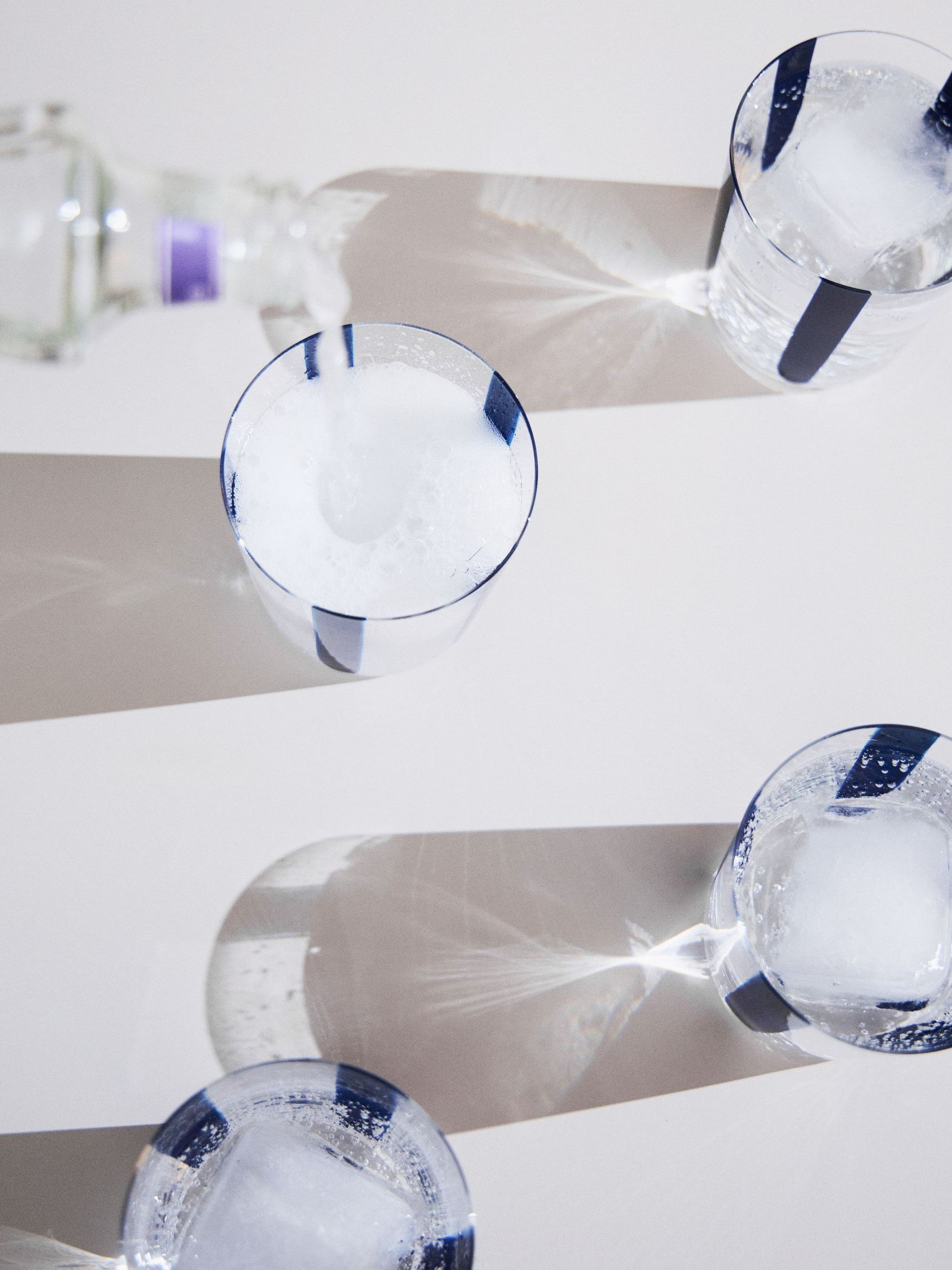 The Conran Shop Set of 4 Navy Nova Stripe Tumblers 360ml - Image 3 of 6