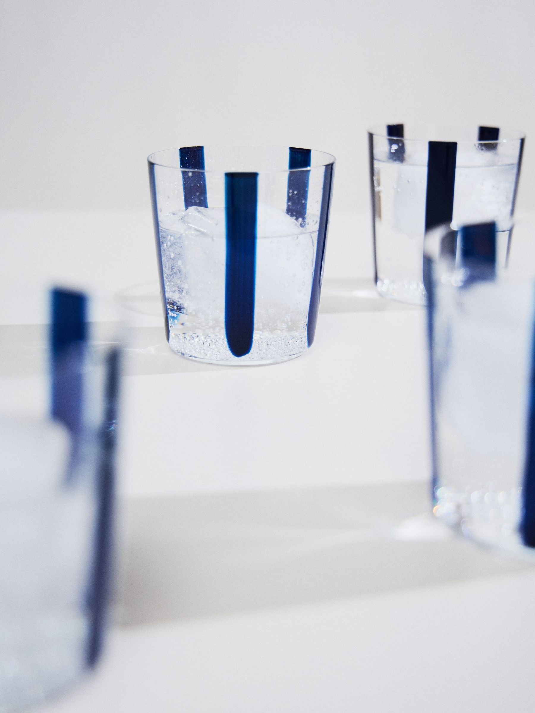 The Conran Shop Set of 4 Navy Nova Stripe Tumblers 360ml - Image 4 of 6