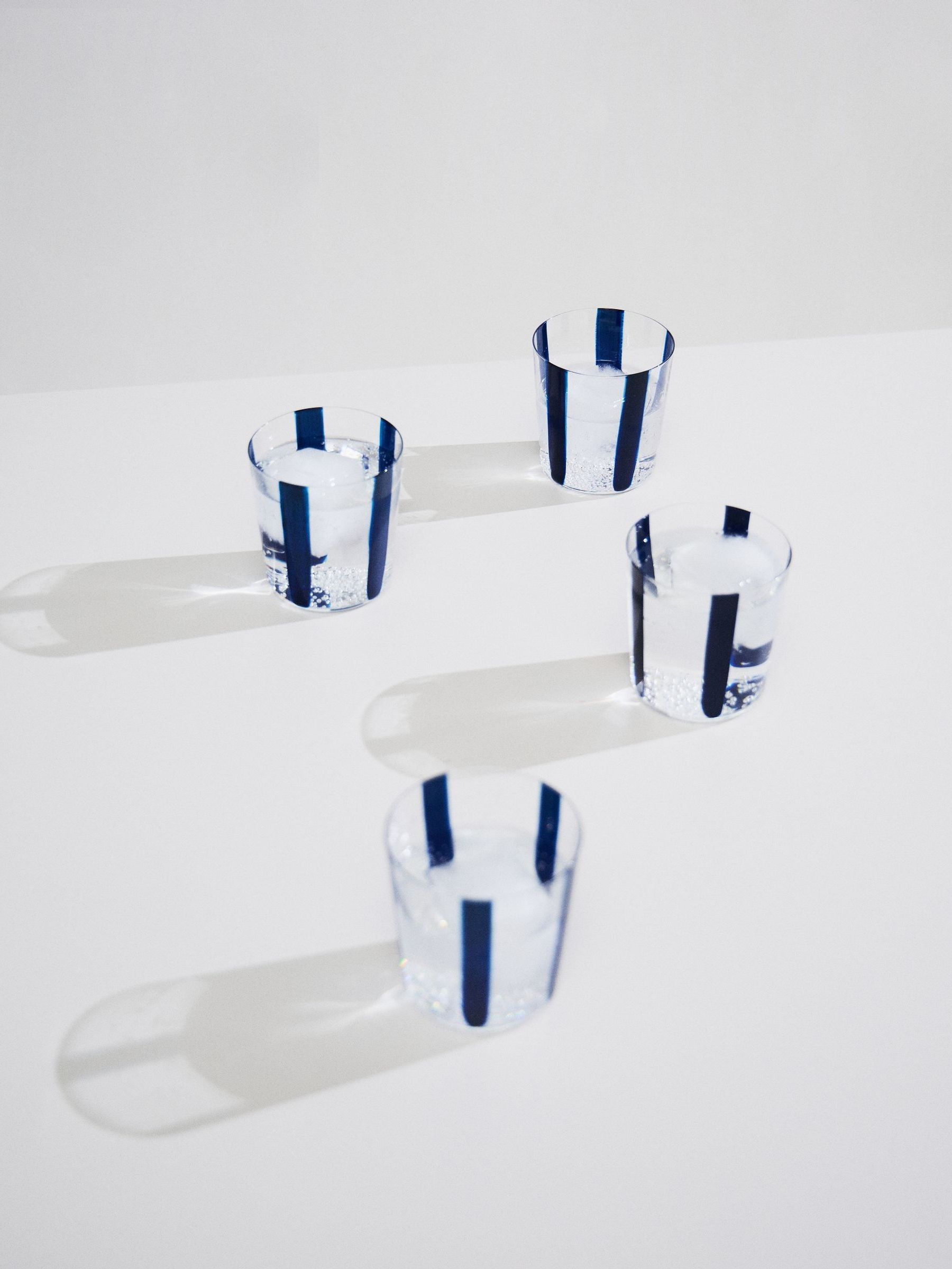 The Conran Shop Set of 4 Navy Nova Stripe Tumblers 360ml - Image 5 of 6