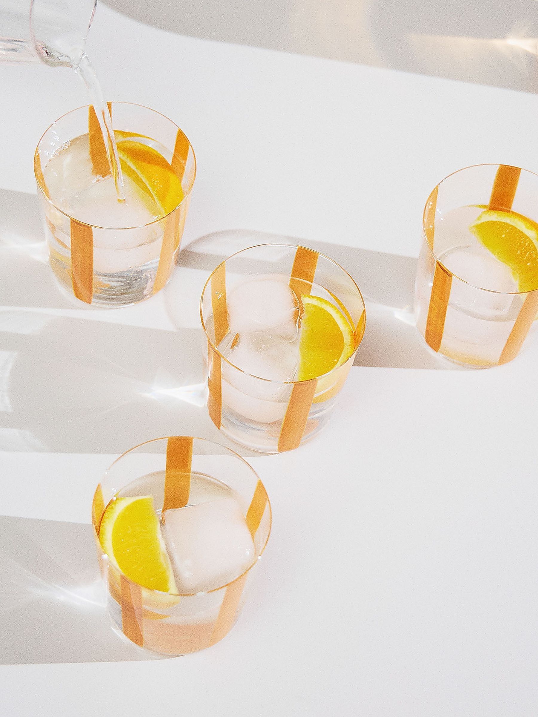 The Conran Shop Set of 4 Orange Nova Stripe Tumblers 360ml - Image 1 of 6