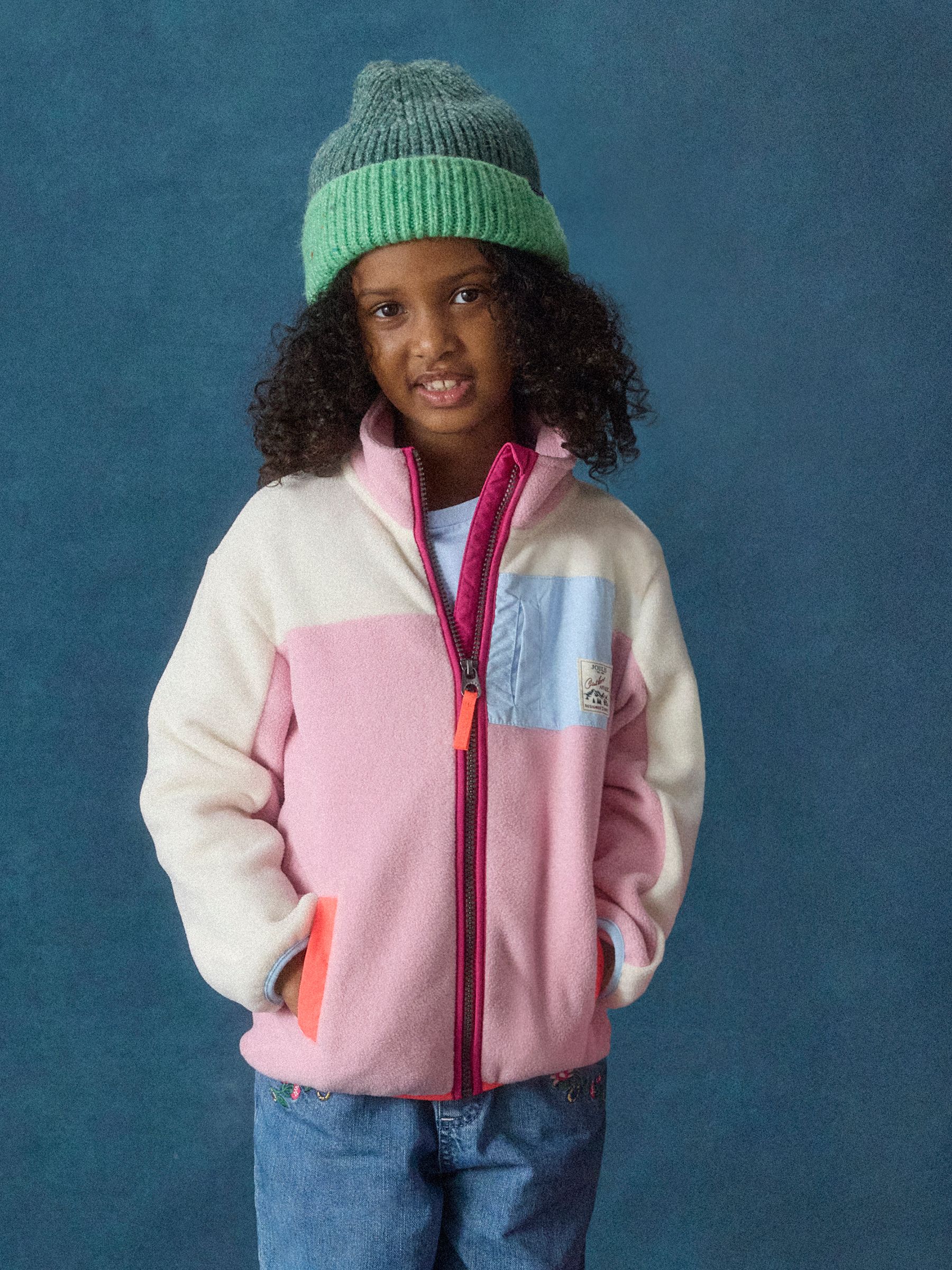 Girls' Summit Pink & Cream Zip Through Polar Fleece - Image 1 of 6 Girls' Summit Pink & Cream Zip Through Polar Fleece - Image 1 of 6