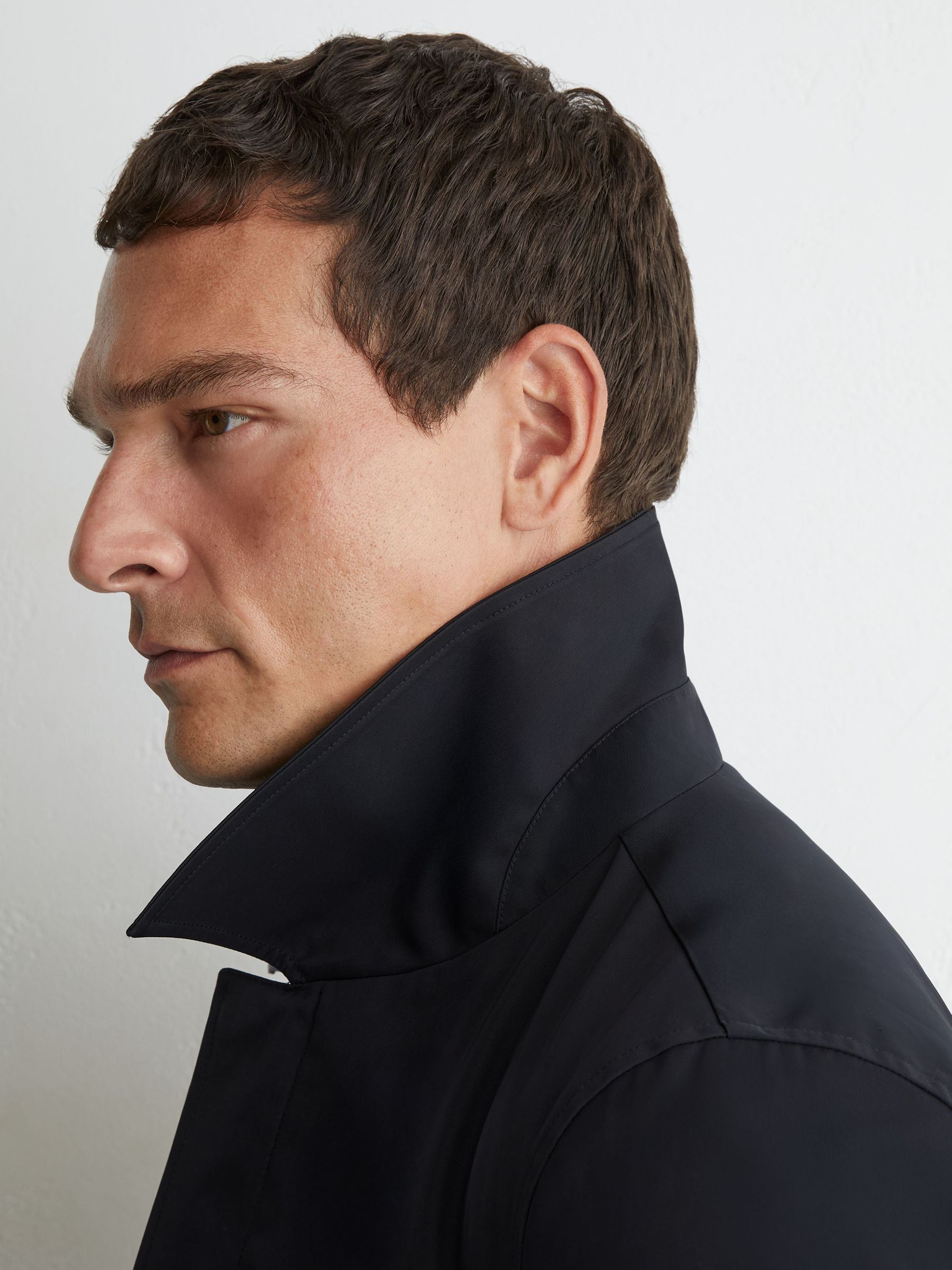 Technical Long Zip-Through Jacket in Navy - Image 3 of 6