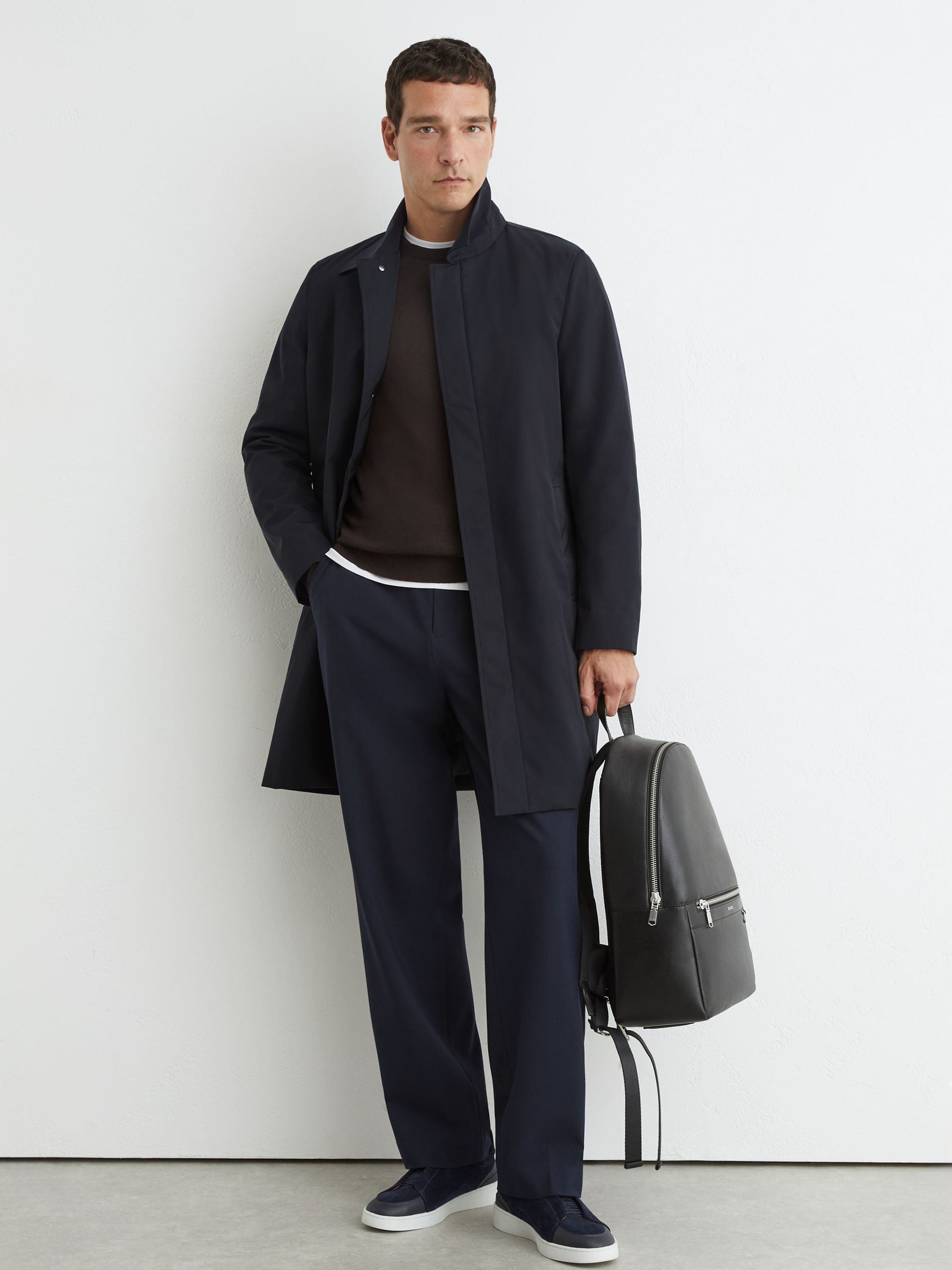 Technical Long Zip-Through Jacket in Navy - Image 5 of 6