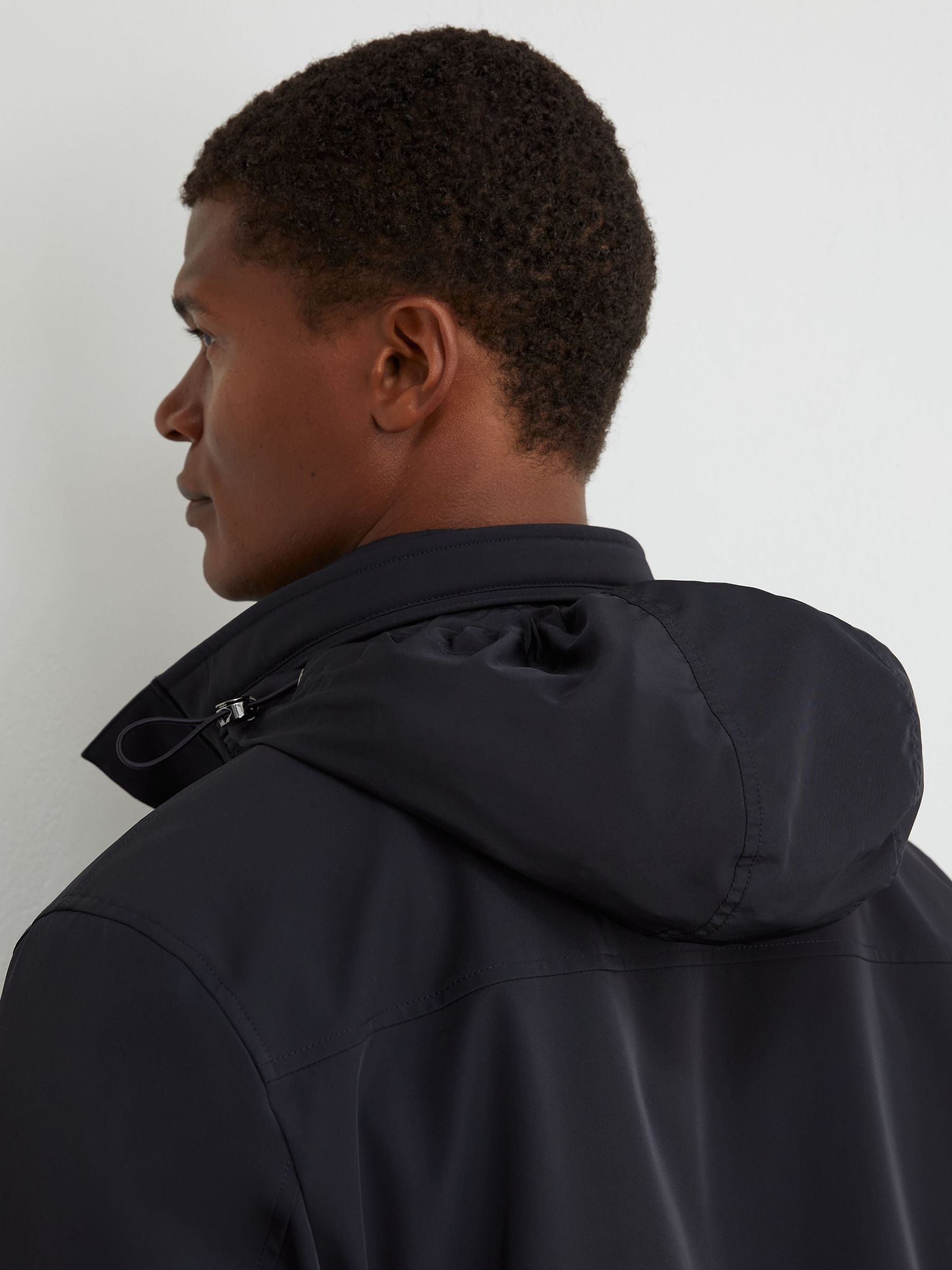 Four-Pocket Hooded Jacket with Removable Gilet in Navy - Image 7 of 8
