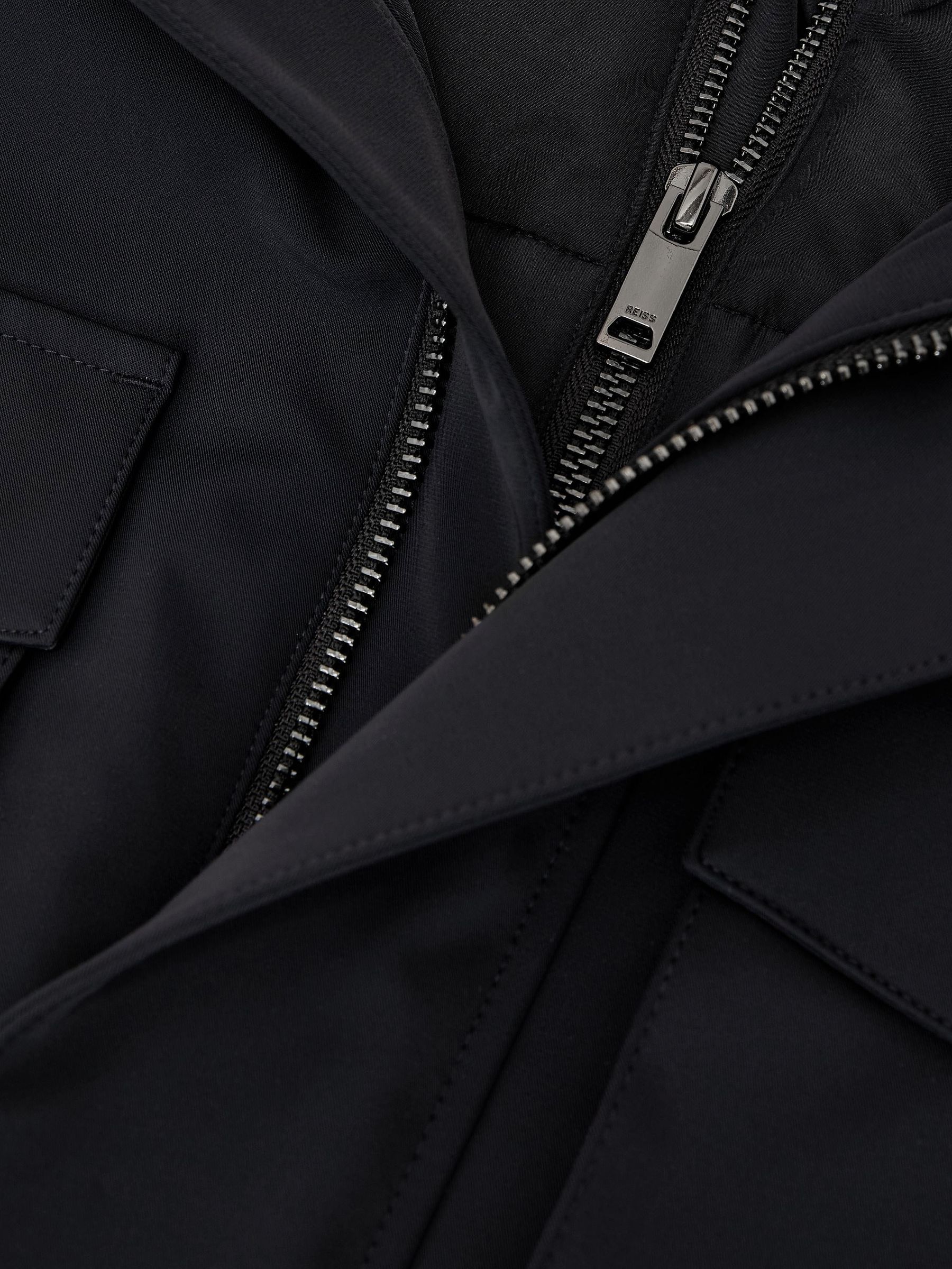 Four-Pocket Hooded Jacket with Removable Gilet in Navy - Image 8 of 8