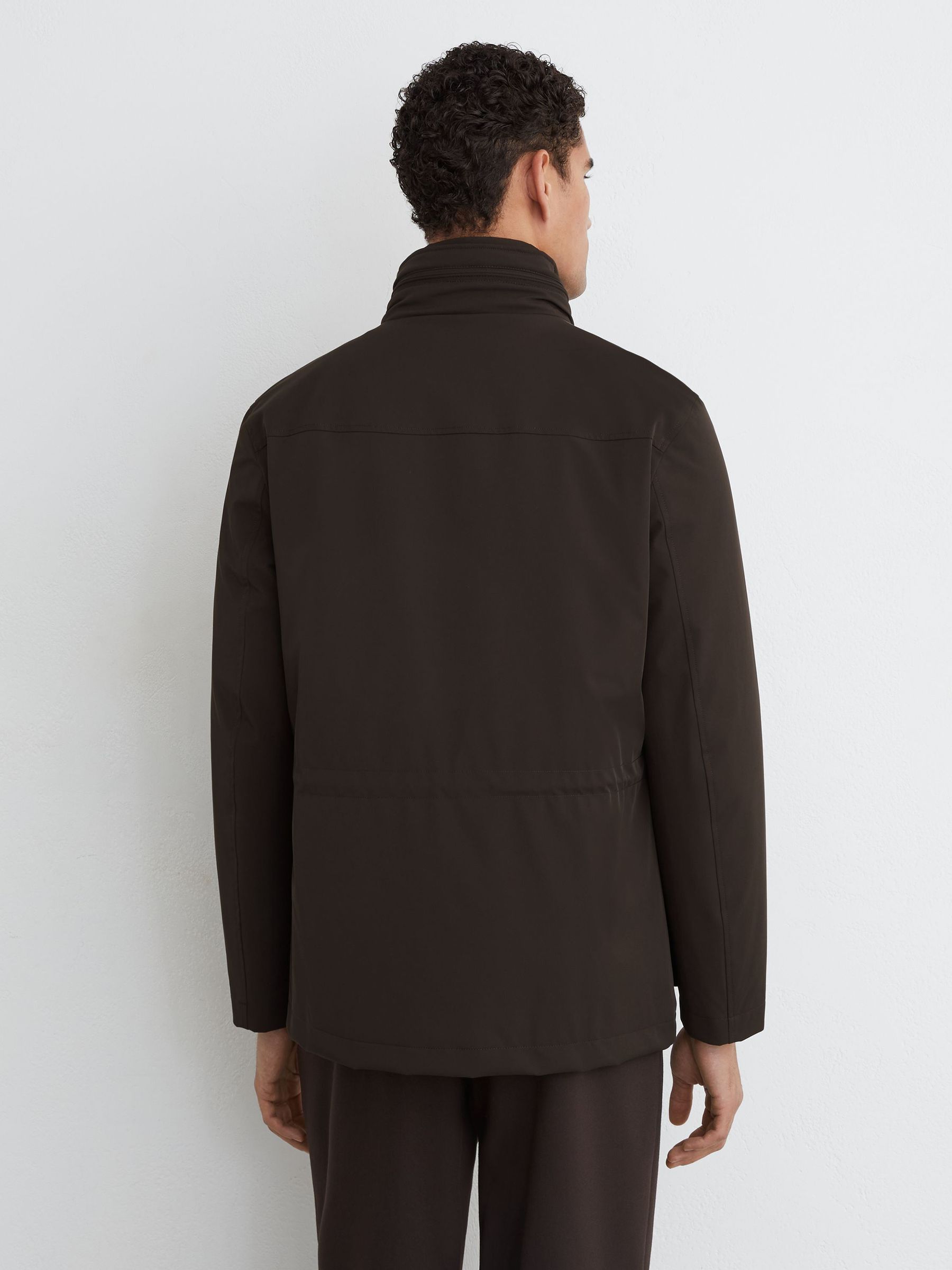 Four-Pocket Hooded Jacket with Removable Gilet in Dark Brown - Image 5 of 6