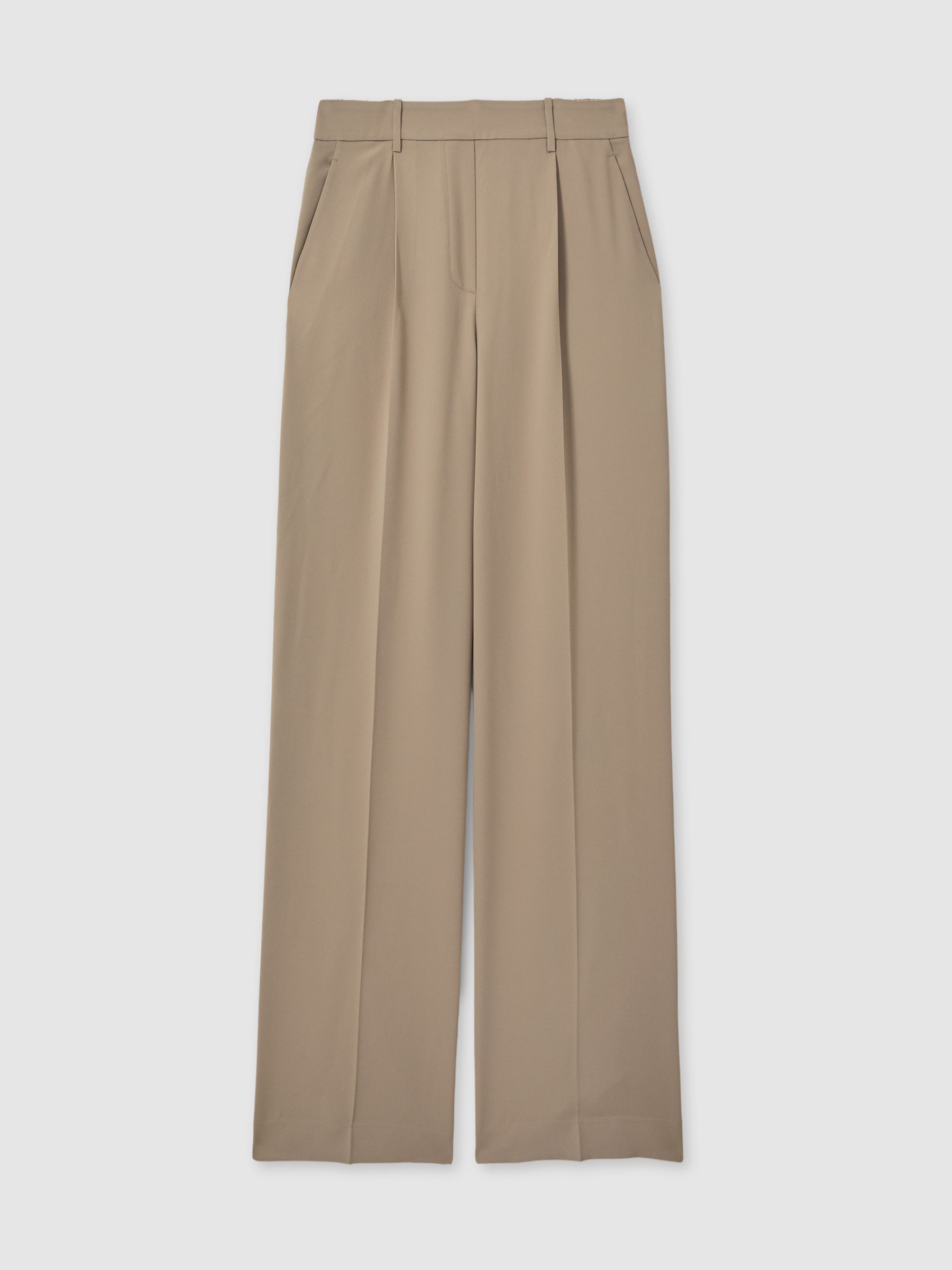 Tall Elasticated-Waist Wide-Leg Twill Trousers in Mink Neutral - Image 2 of 7