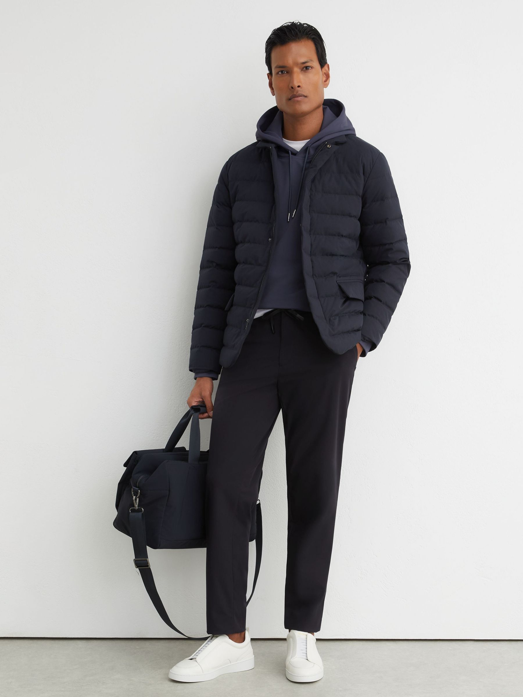R-Flex Technical Stretch Drawstring Trousers Tailored-Fit in Navy - Image 1 of 8