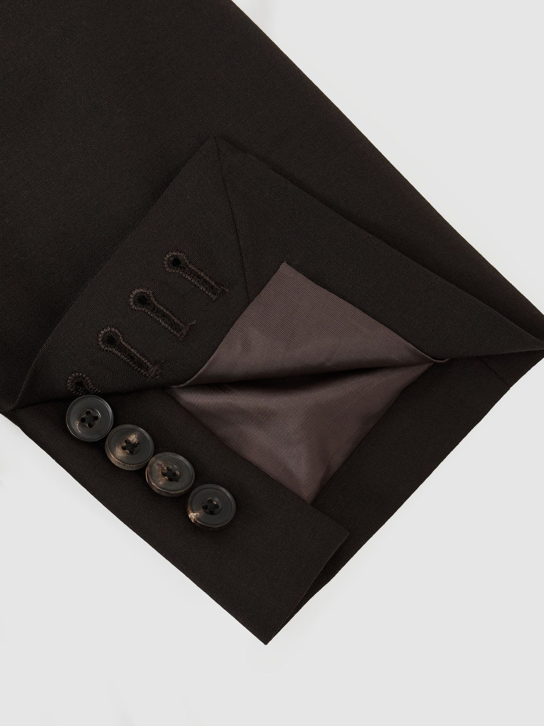 Wool-Blend Double-Breasted Suit Blazer Tailored-Fit in Chocolate Brown - Image 6 of 7