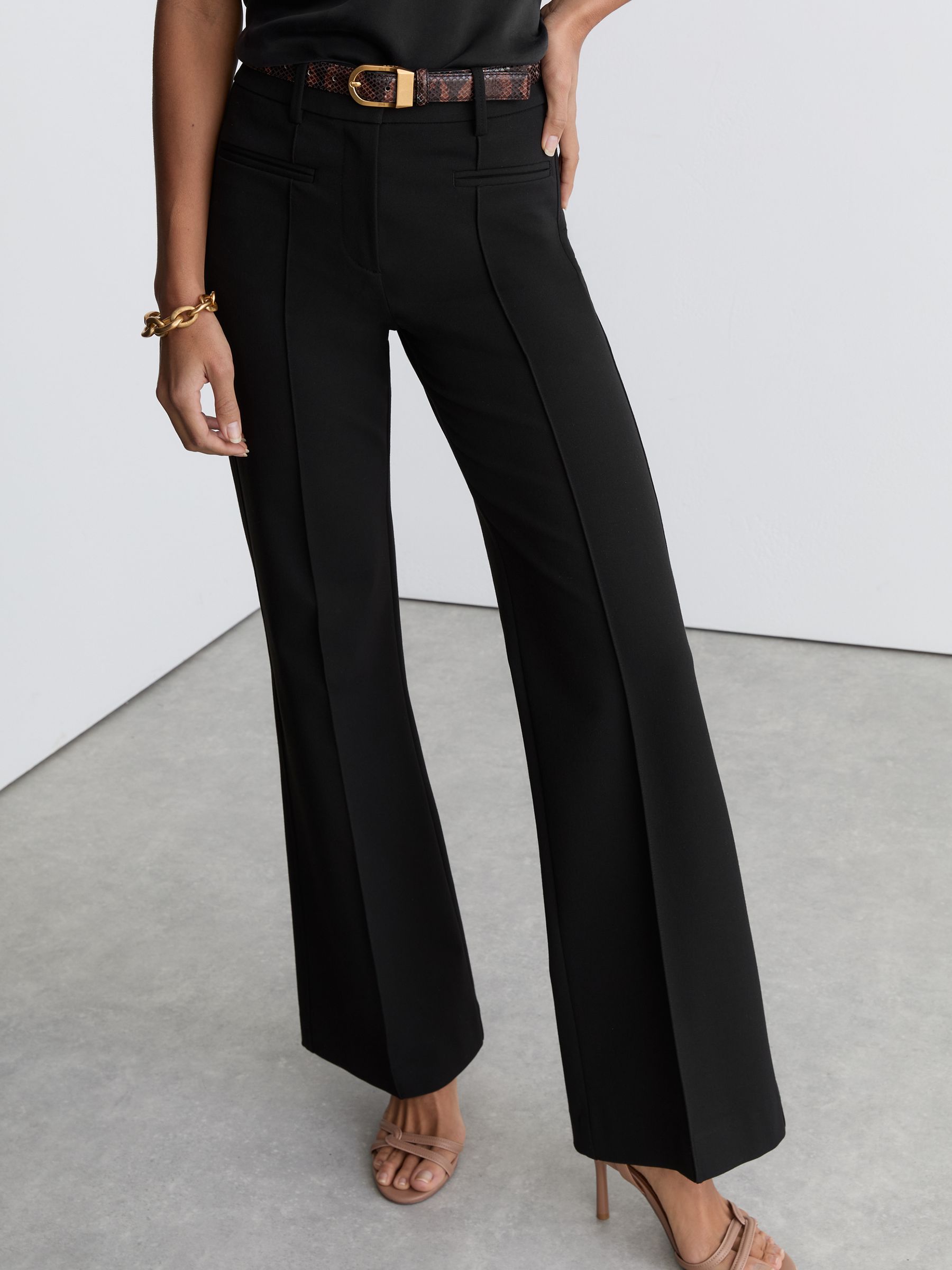 Tall High Rise Flared Trousers in Black - Image 1 of 7