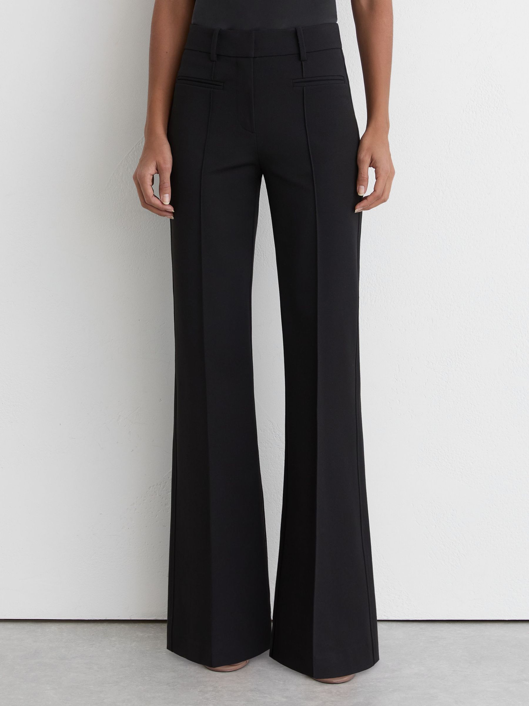 Tall High Rise Flared Trousers in Black - Image 3 of 7