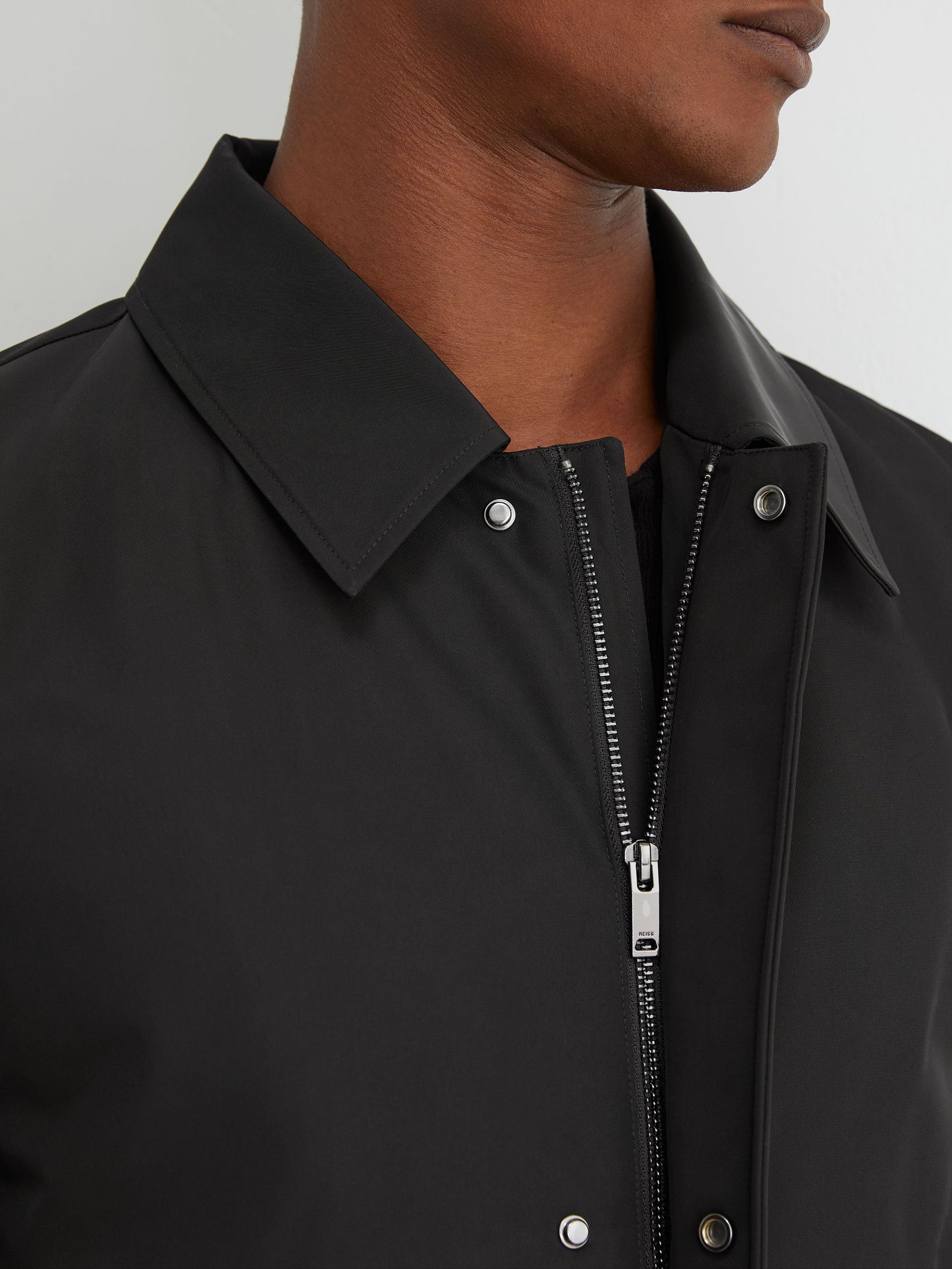 Technical Long Zip-Through Jacket in Black - Image 4 of 7