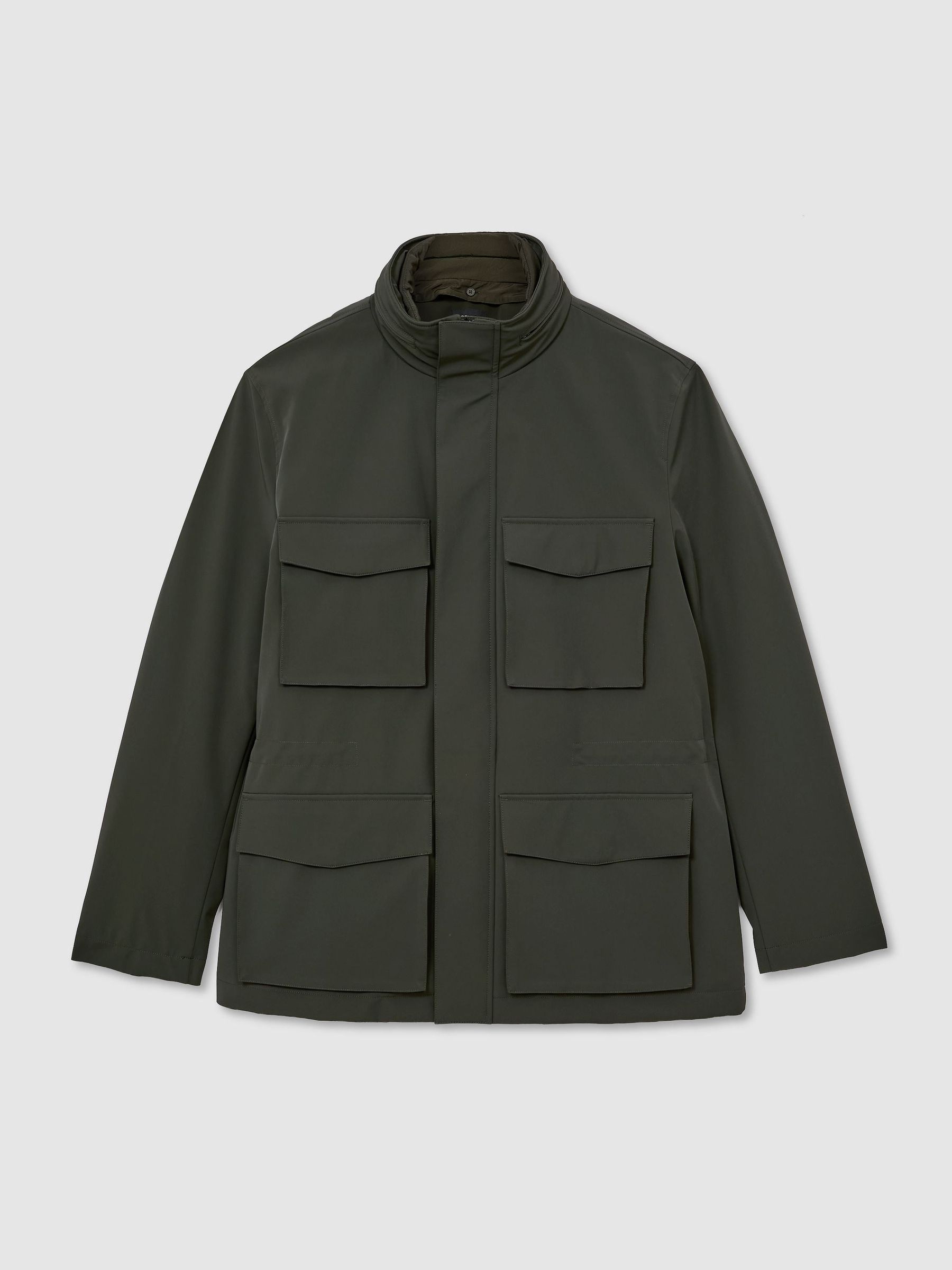 Four-Pocket Hooded Jacket with Removable Gilet in Dark Green - Image 2 of 8