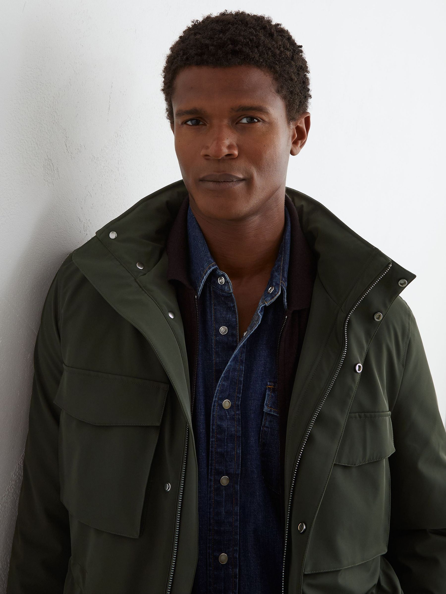 Four-Pocket Hooded Jacket with Removable Gilet in Dark Green - Image 3 of 8