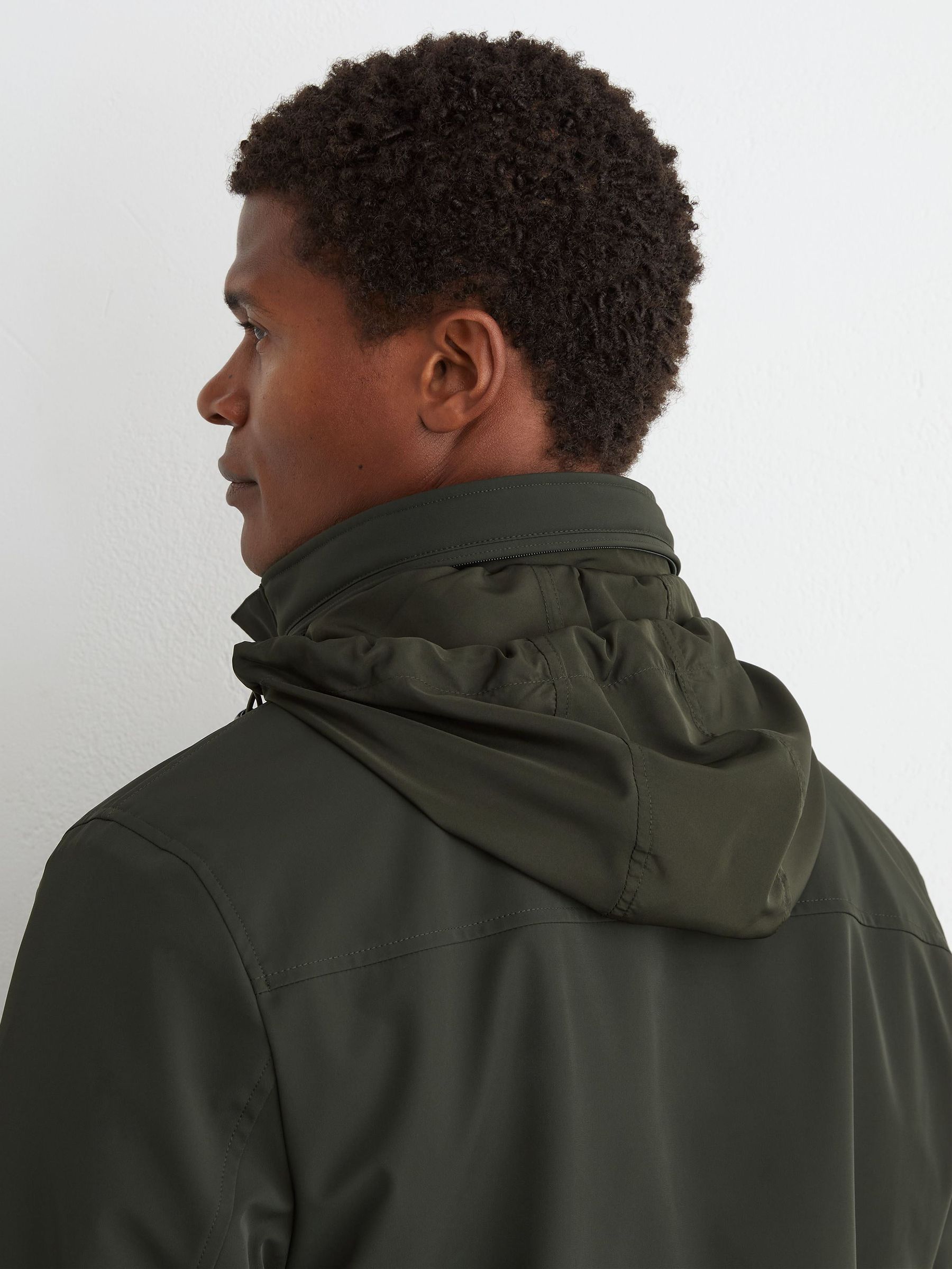 Four-Pocket Hooded Jacket with Removable Gilet in Dark Green - Image 4 of 8