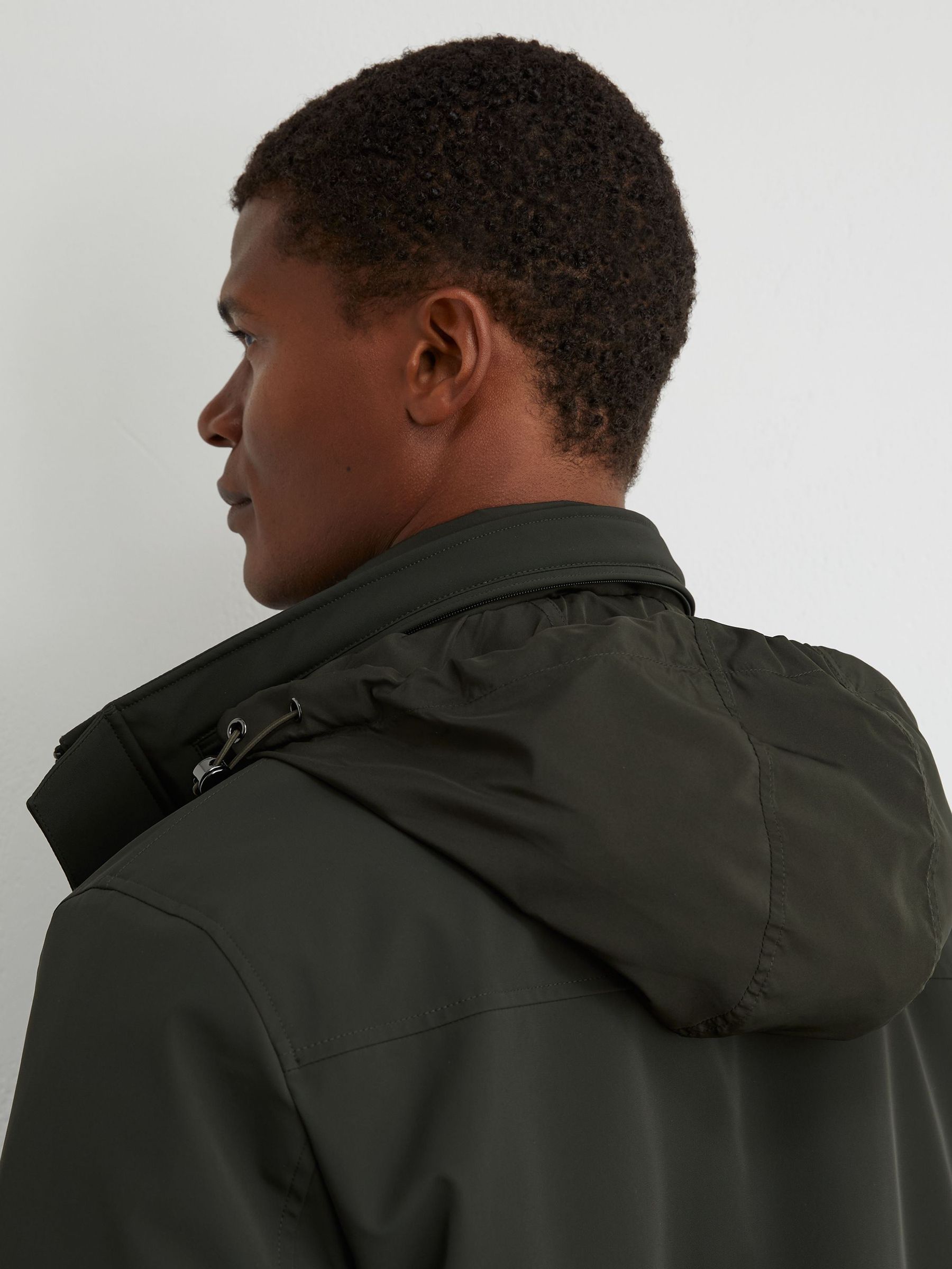 Four-Pocket Hooded Jacket with Removable Gilet in Dark Green - Image 7 of 8