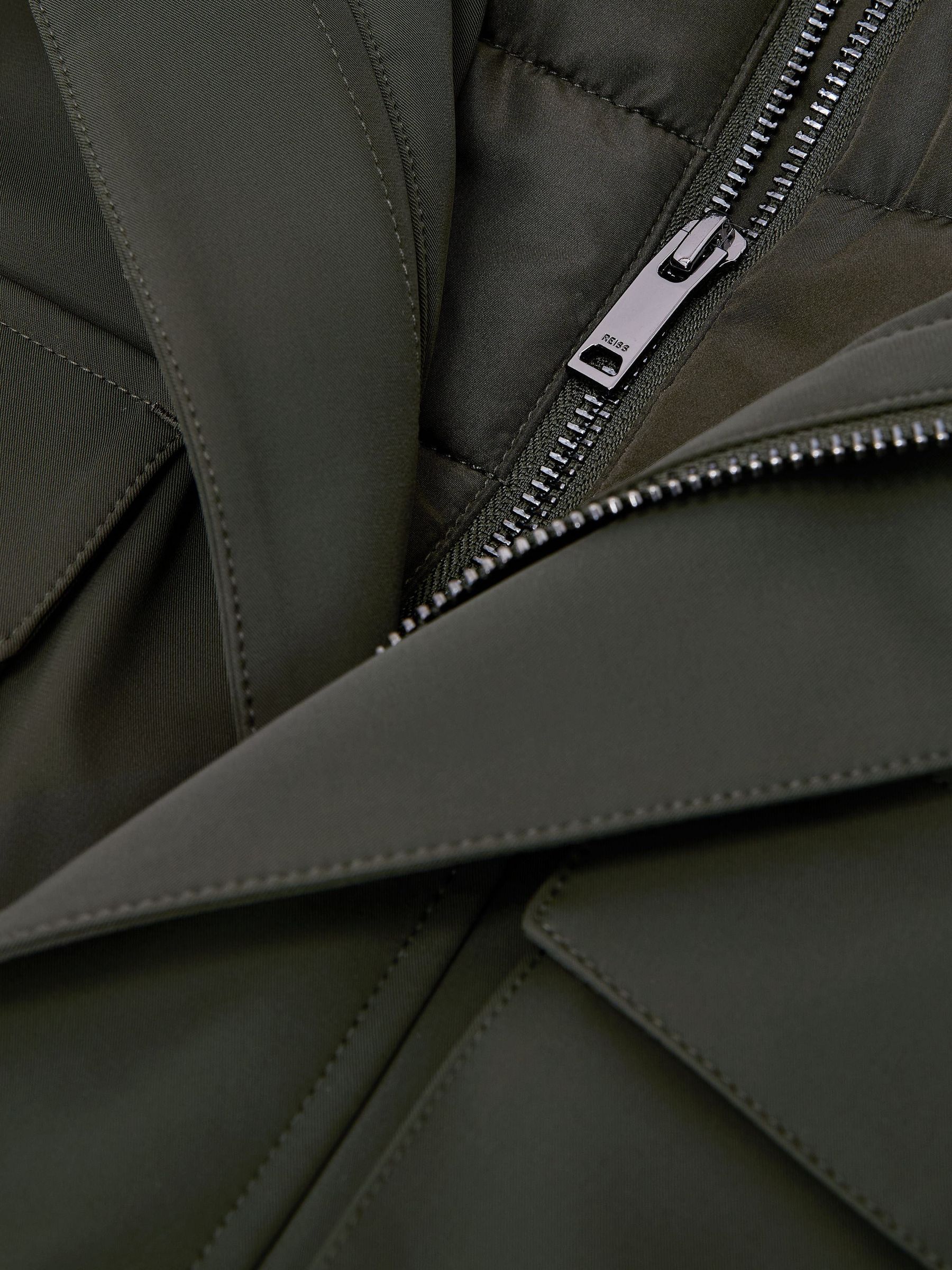 Four-Pocket Hooded Jacket with Removable Gilet in Dark Green - Image 8 of 8