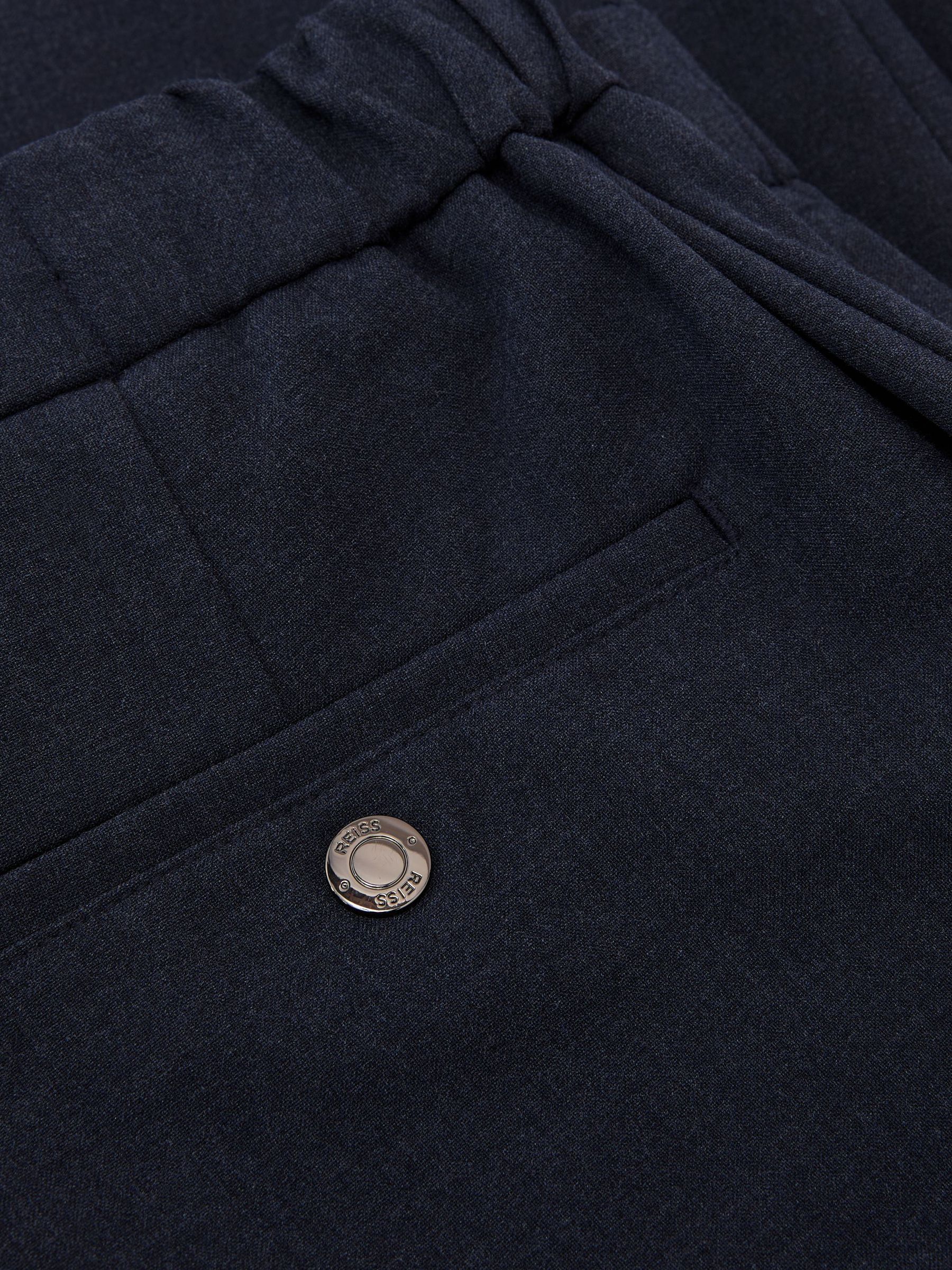 Slim Fit Stretch Drawstring Trousers in Airforce Blue Melange - Image 6 of 6