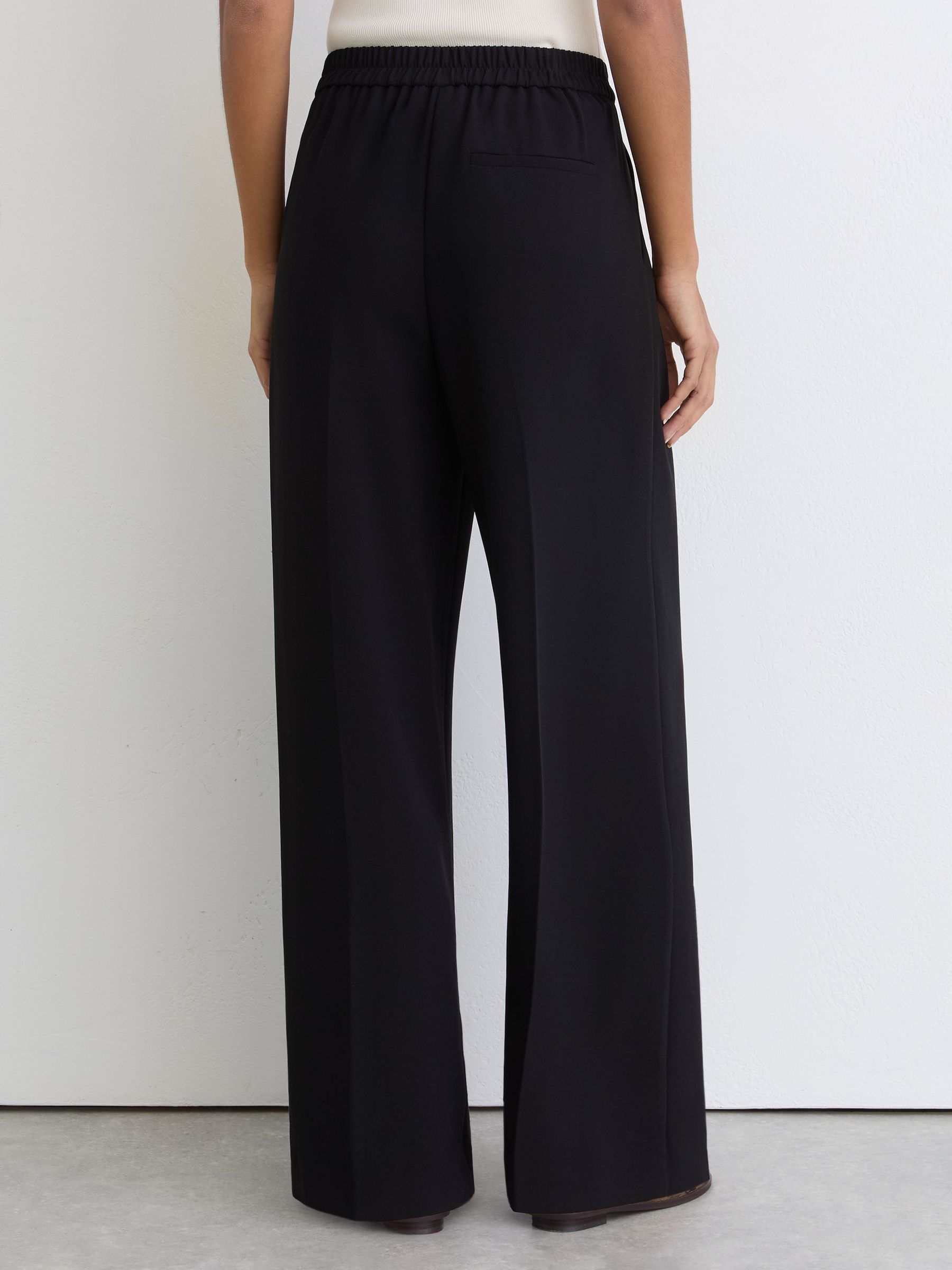 Tall Elasticated-Waist Wide-Leg Twill Trousers in Black - Image 6 of 9