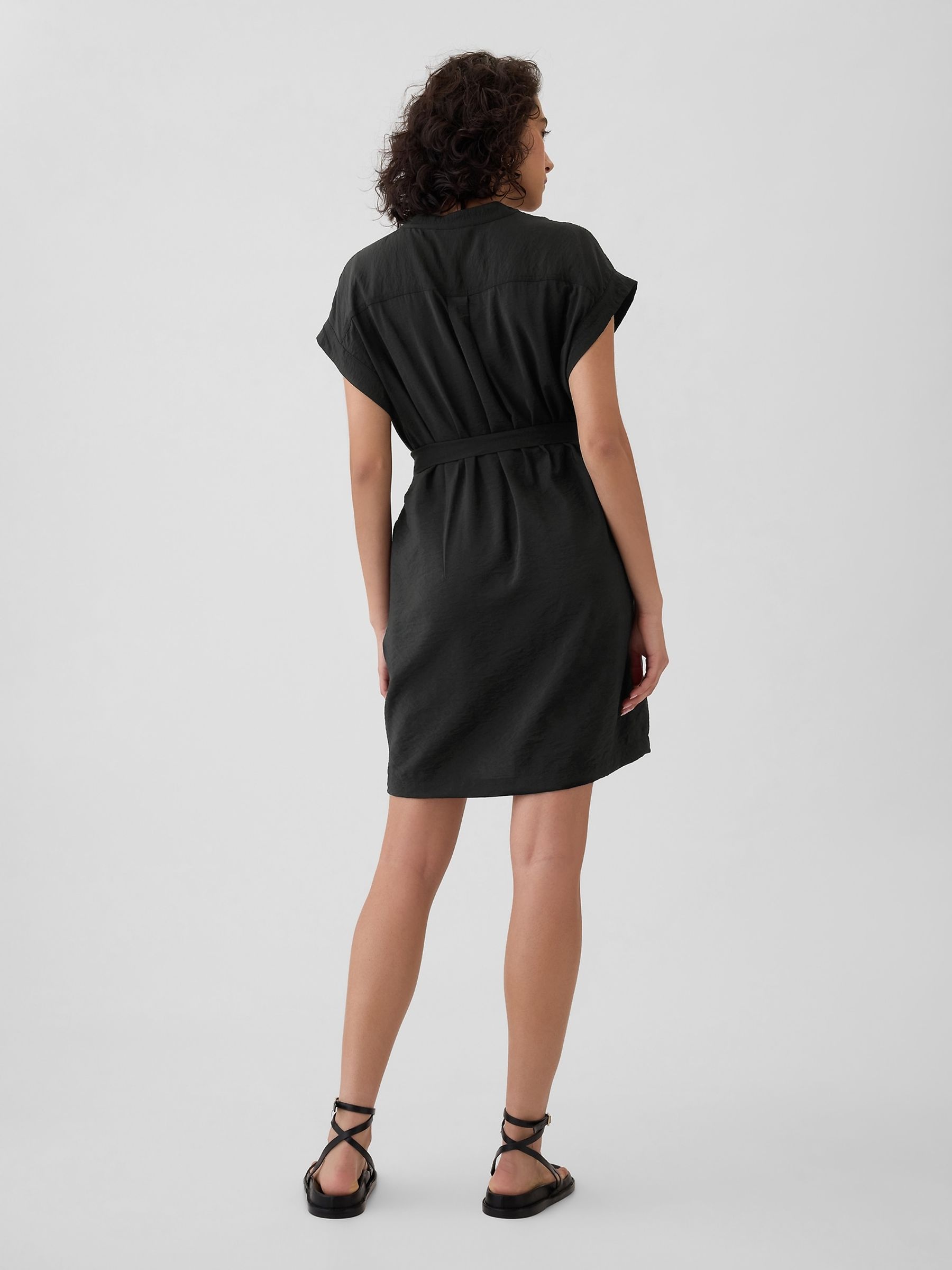 Black Utility Mini Shirt Dress - Image 3 of 5