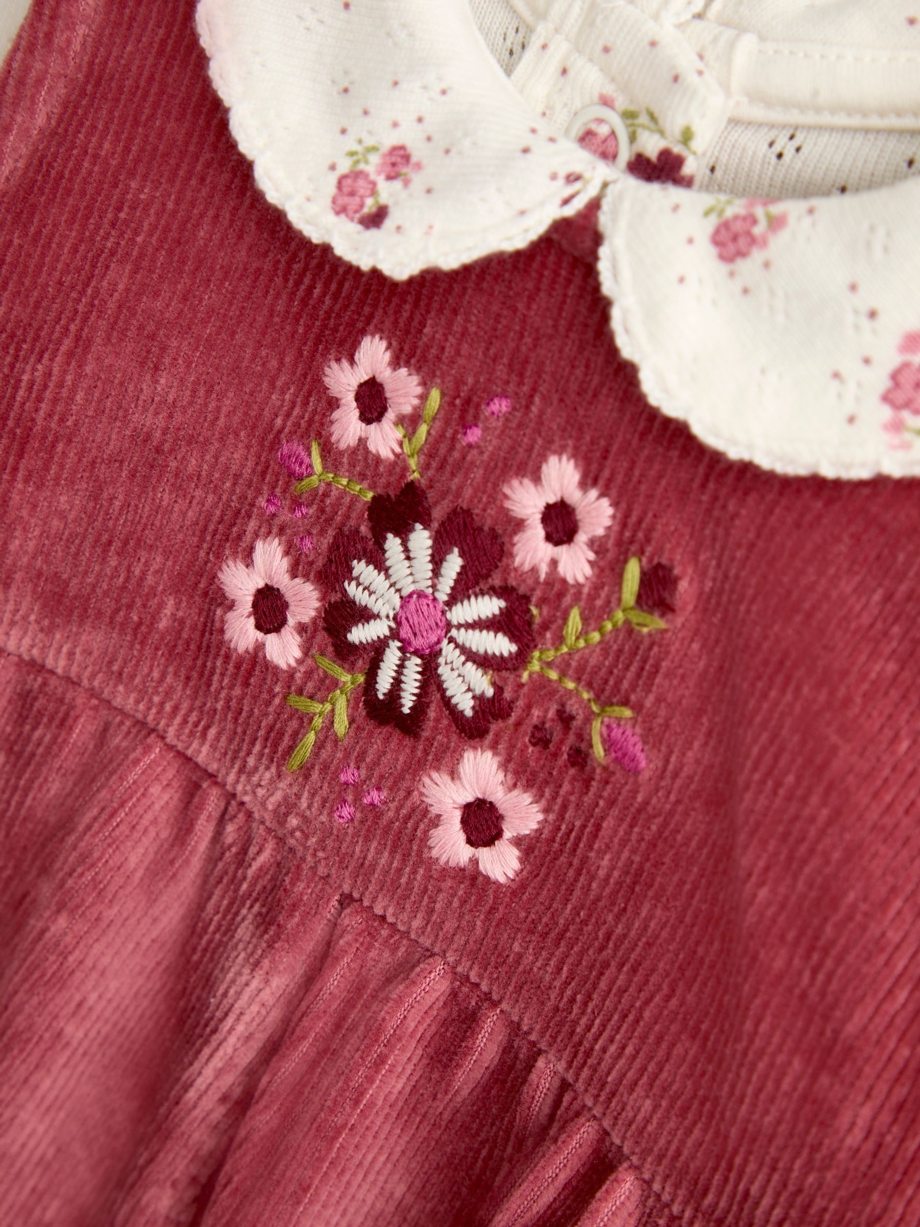 Rose Pink Floral Dungaree & Bodysuit Set - Image 6 of 6