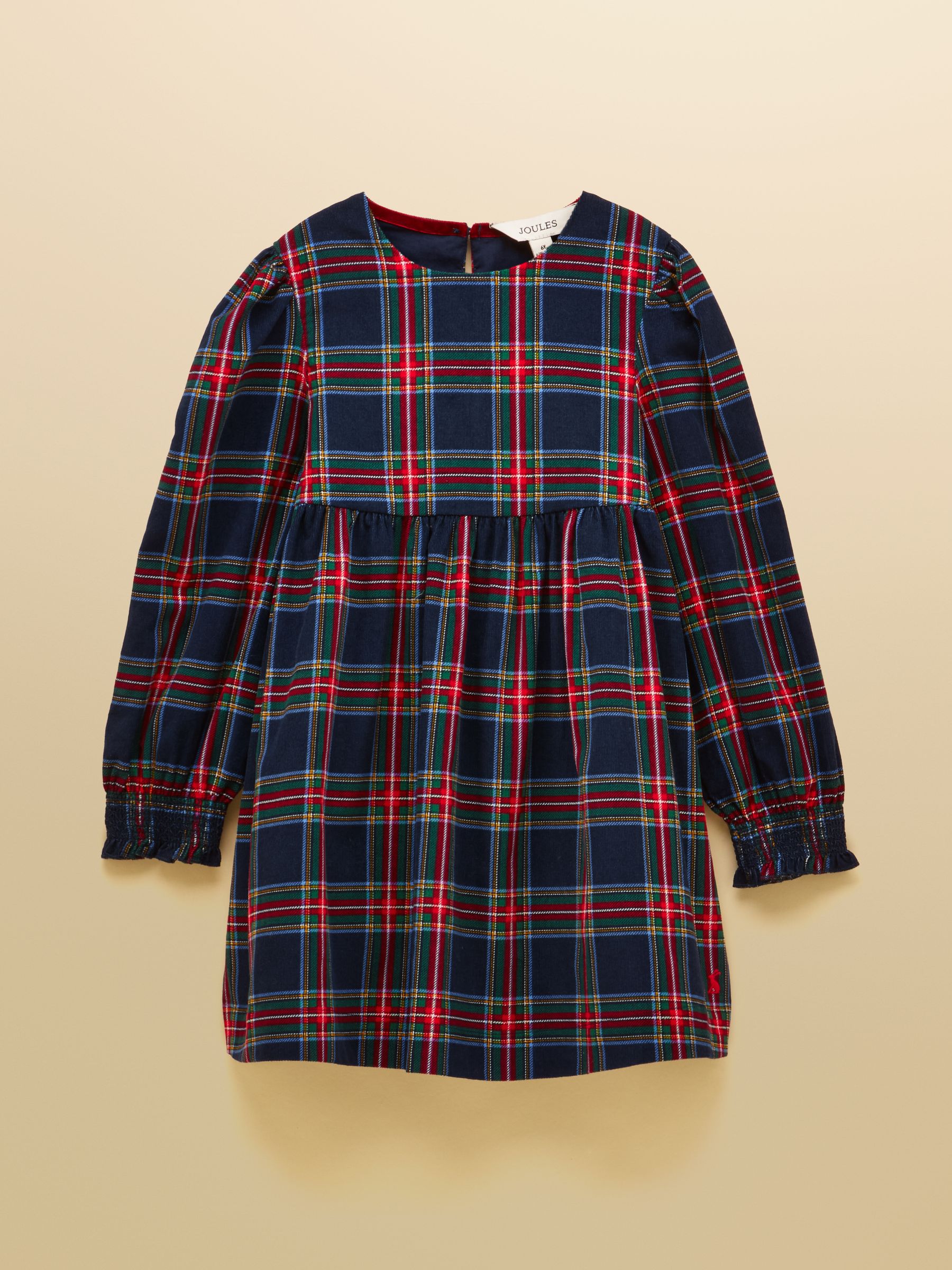 Girls' Darla Navy Check Cord Long Sleeve Dress - Image 1 of 4