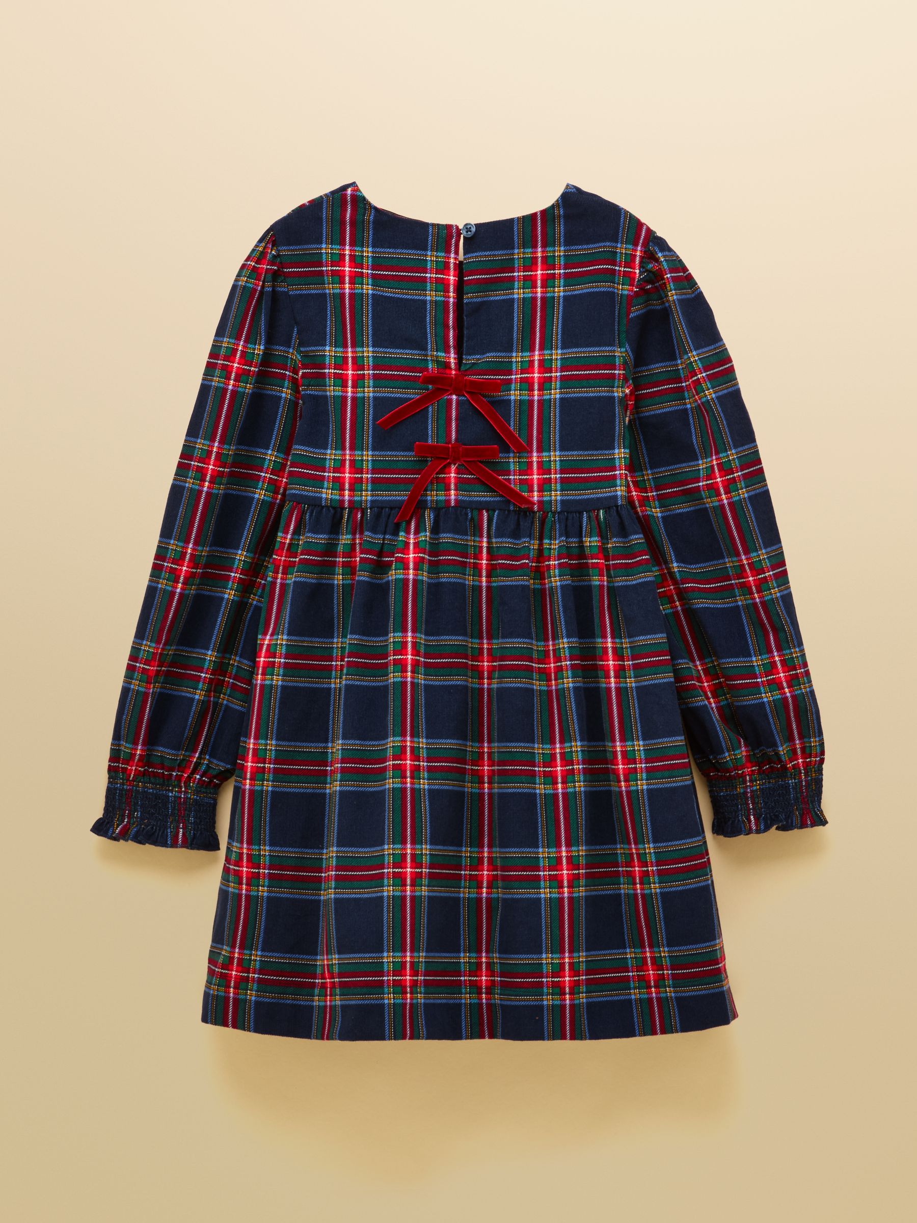 Girls' Darla Navy Check Cord Long Sleeve Dress - Image 2 of 4