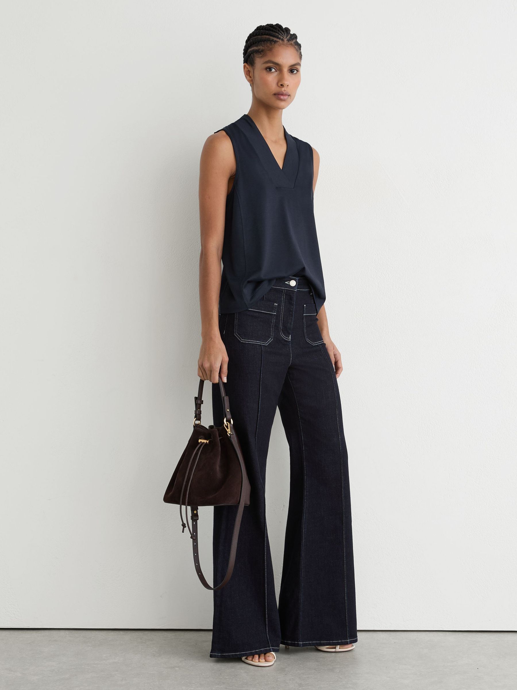 Jersey V-Neck Vest in Navy - Image 4 of 6