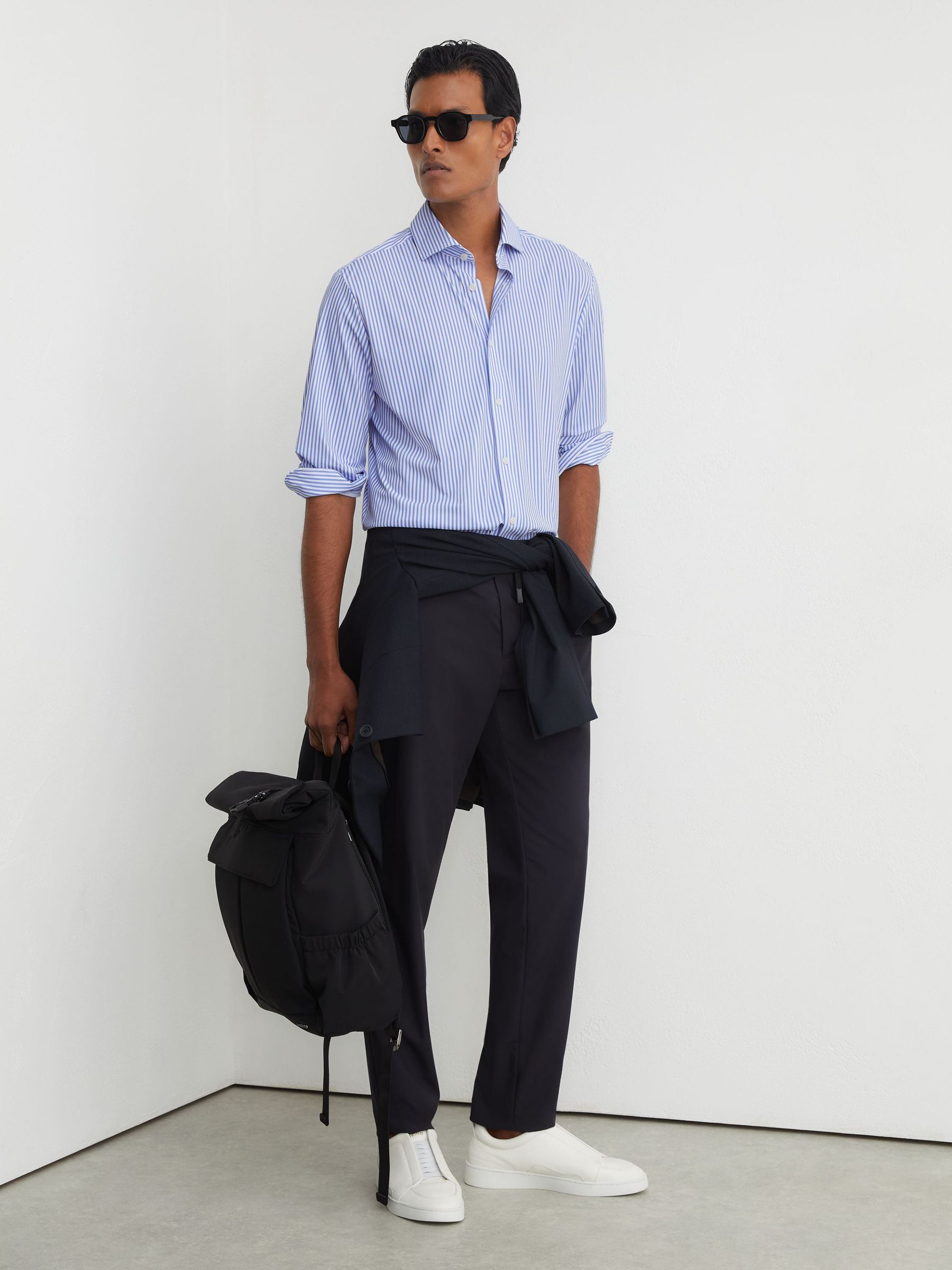 Shirt in Soft Blue/White Stripe - Image 3 of 8