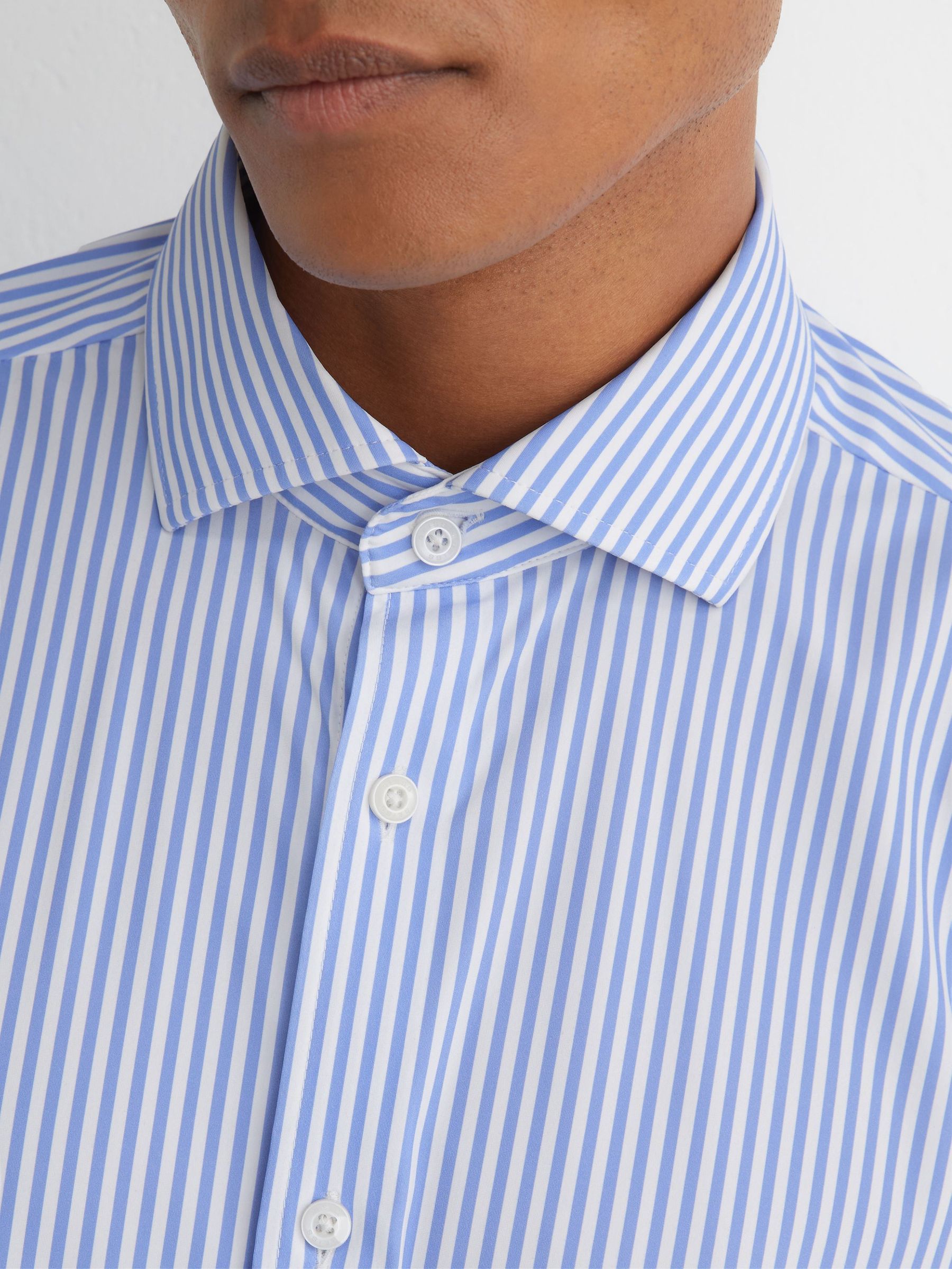 Shirt in Soft Blue/White Stripe - Image 4 of 8