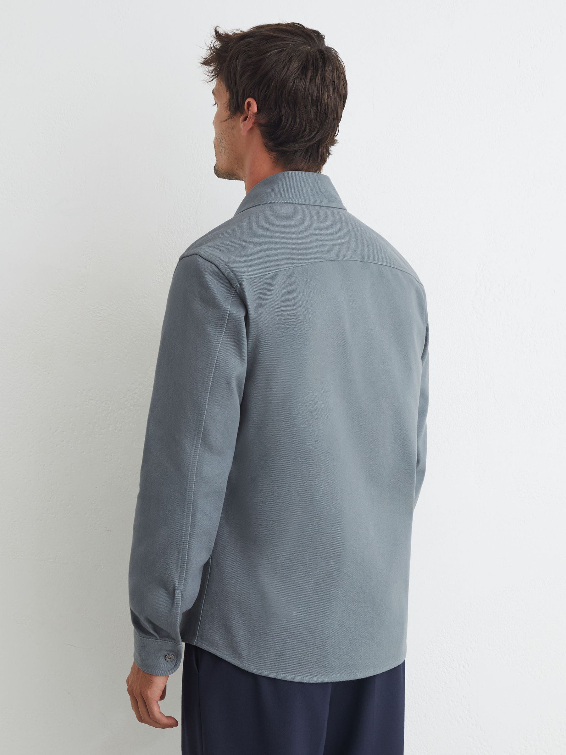 Cotton-Twill Twin-Pocket Regular-Fit Shirt in Airforce Blue - Image 5 of 8