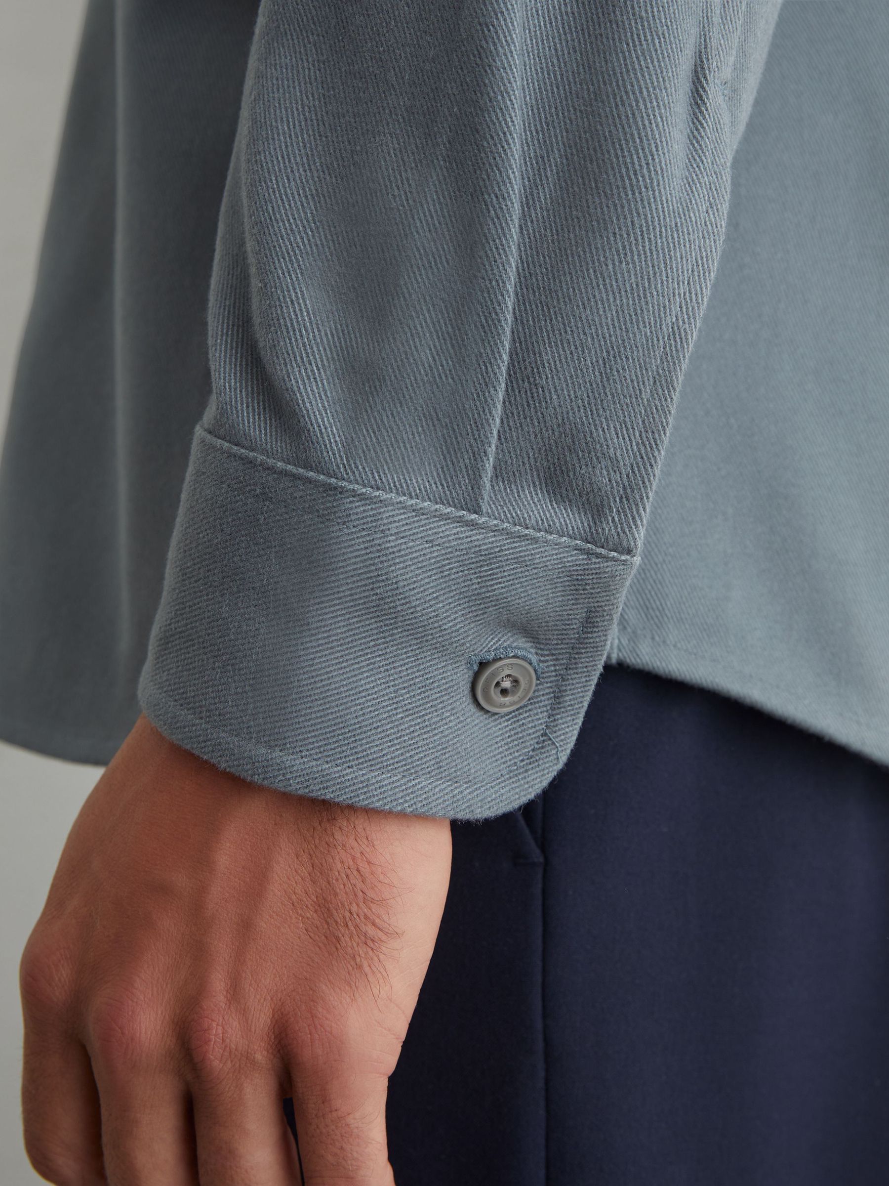 Cotton-Twill Twin-Pocket Regular-Fit Shirt in Airforce Blue - Image 6 of 8
