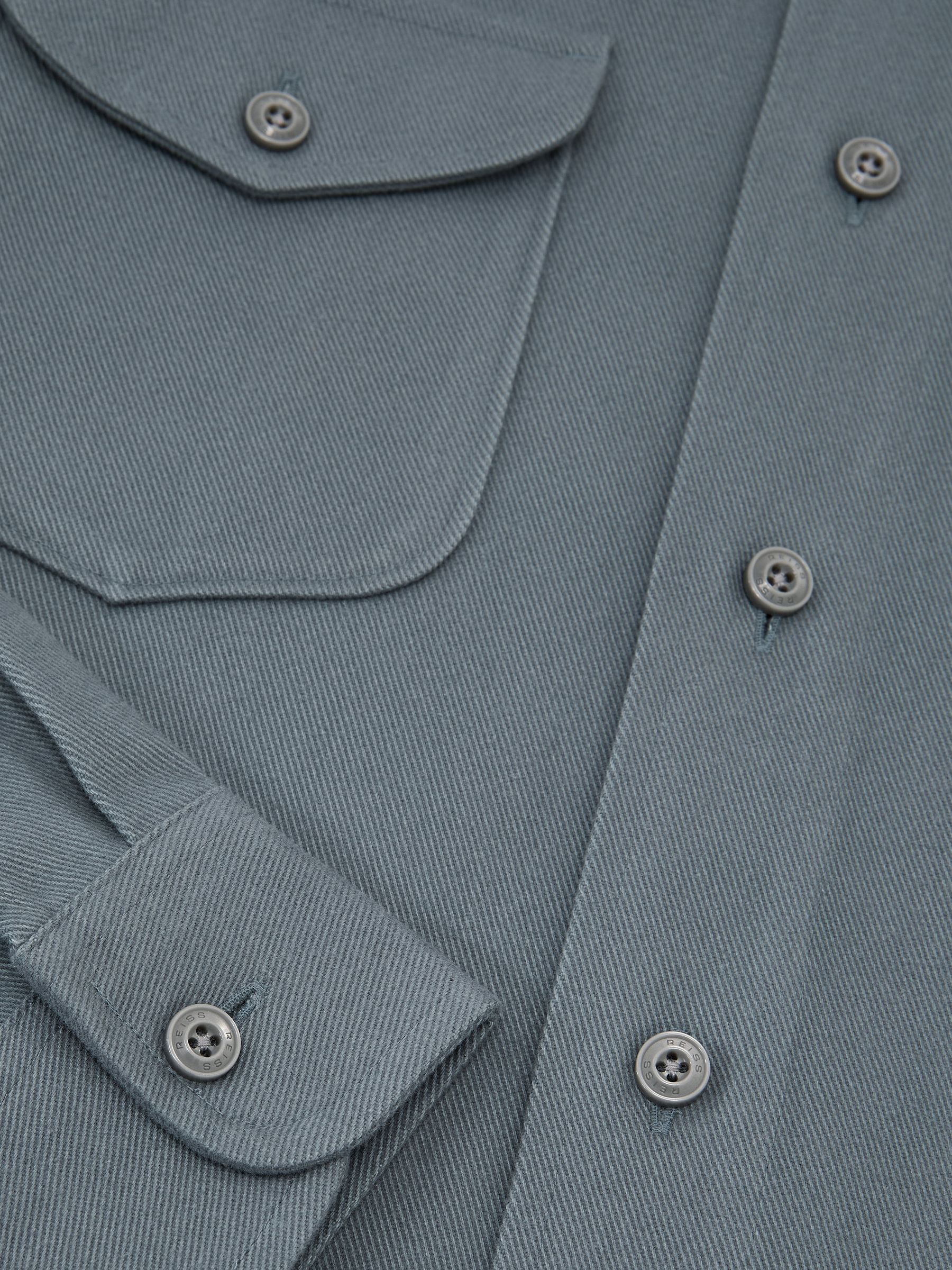 Cotton-Twill Twin-Pocket Regular-Fit Shirt in Airforce Blue - Image 8 of 8