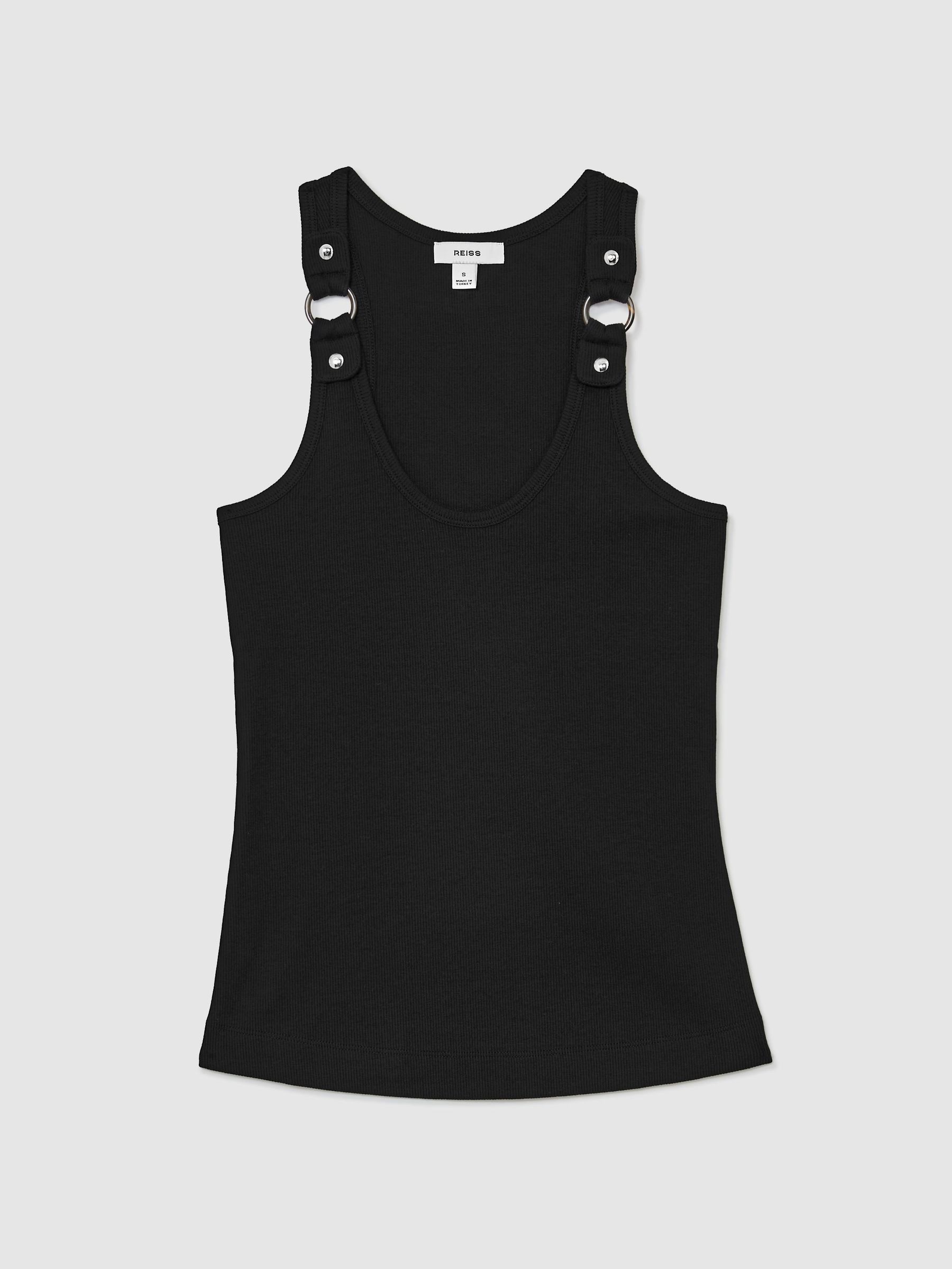 Stretch-Cotton Hardware-Detail Vest in Black - Image 2 of 6