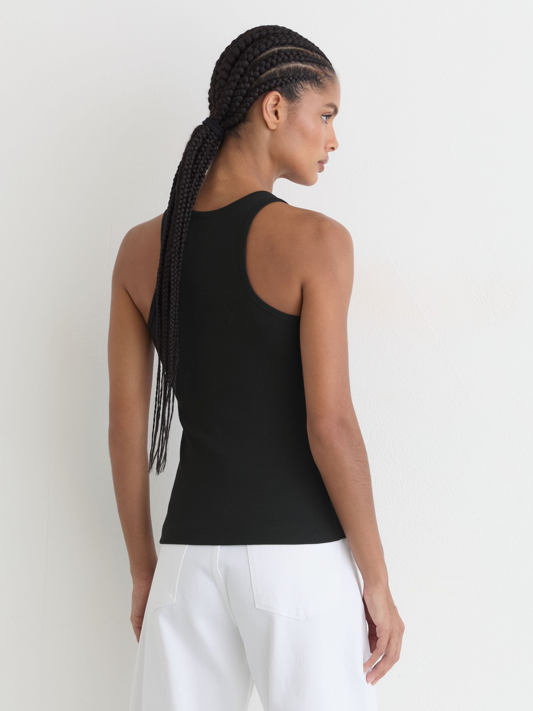 Stretch-Cotton Hardware-Detail Vest in Black - image 4