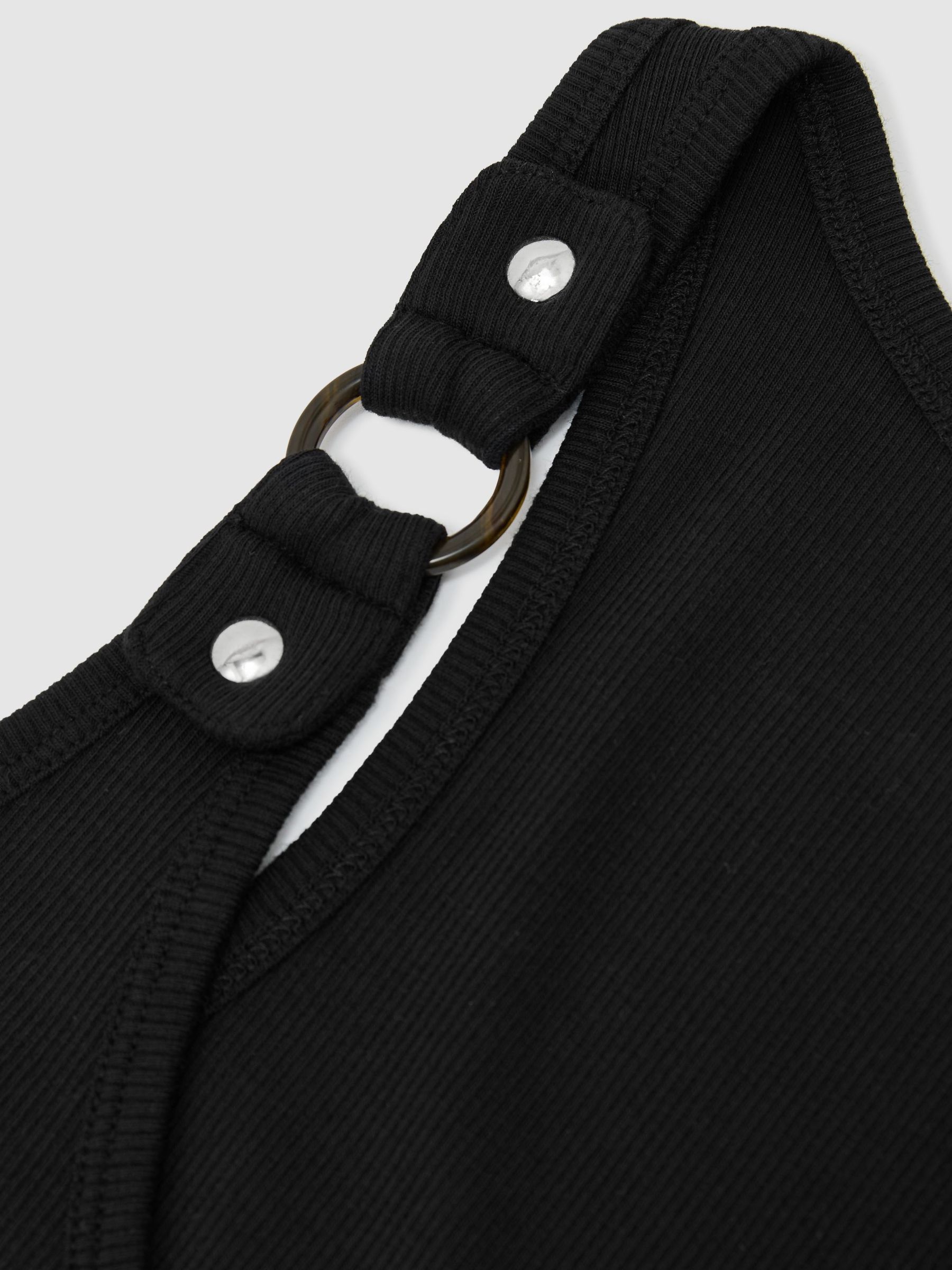 Stretch-Cotton Hardware-Detail Vest in Black - Image 6 of 6