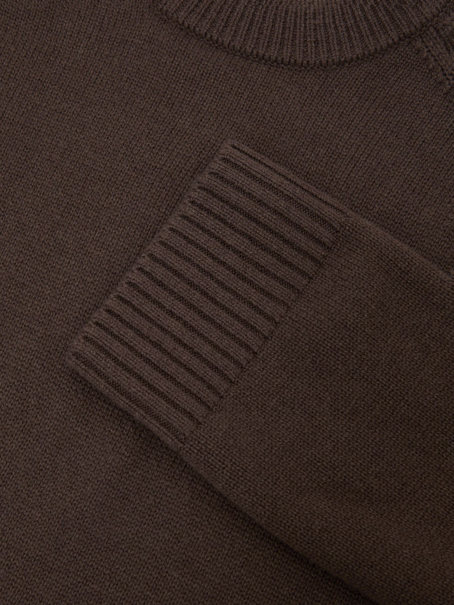 Pull raglan à col rond en laine et cachemire couleur bordeaux marron moka - Image 7 de 7
