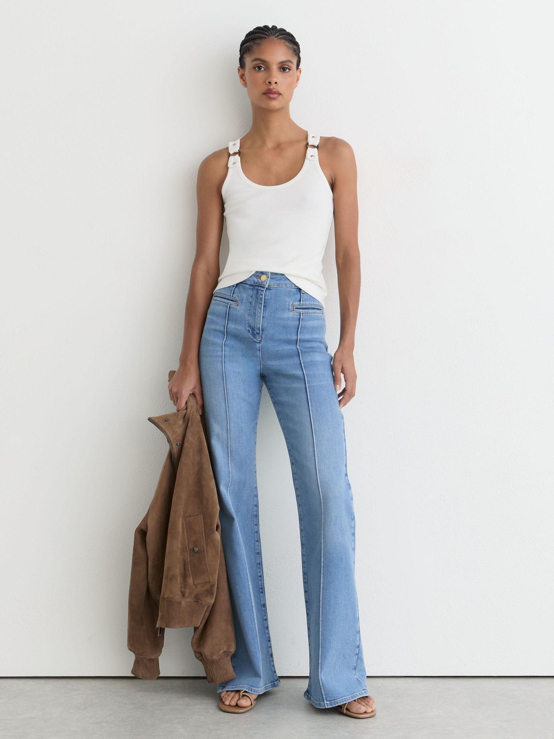 Stretch-Cotton Hardware-Detail Vest in White - Image 4 of 6