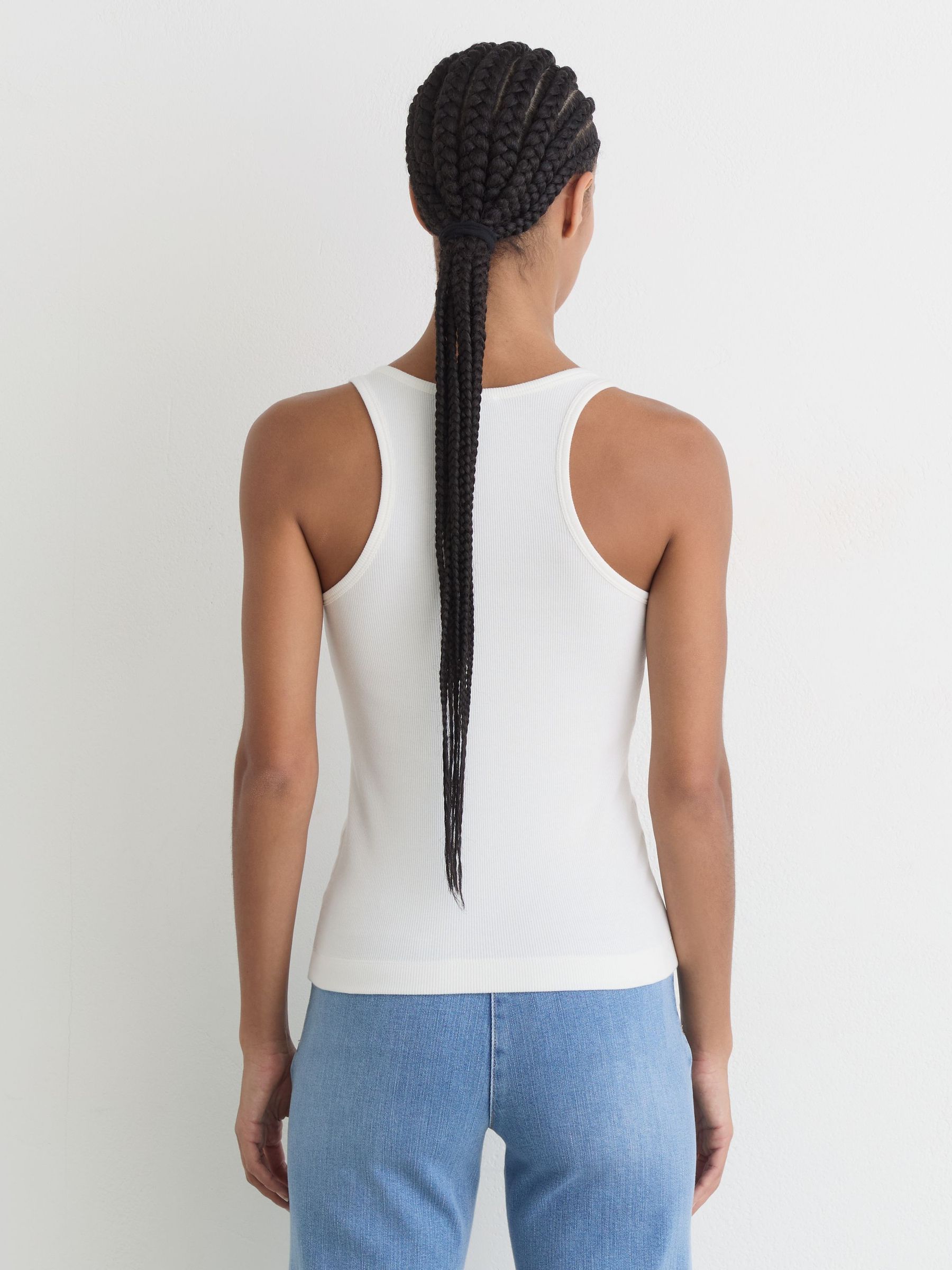 Stretch-Cotton Hardware-Detail Vest in White - Image 5 of 6