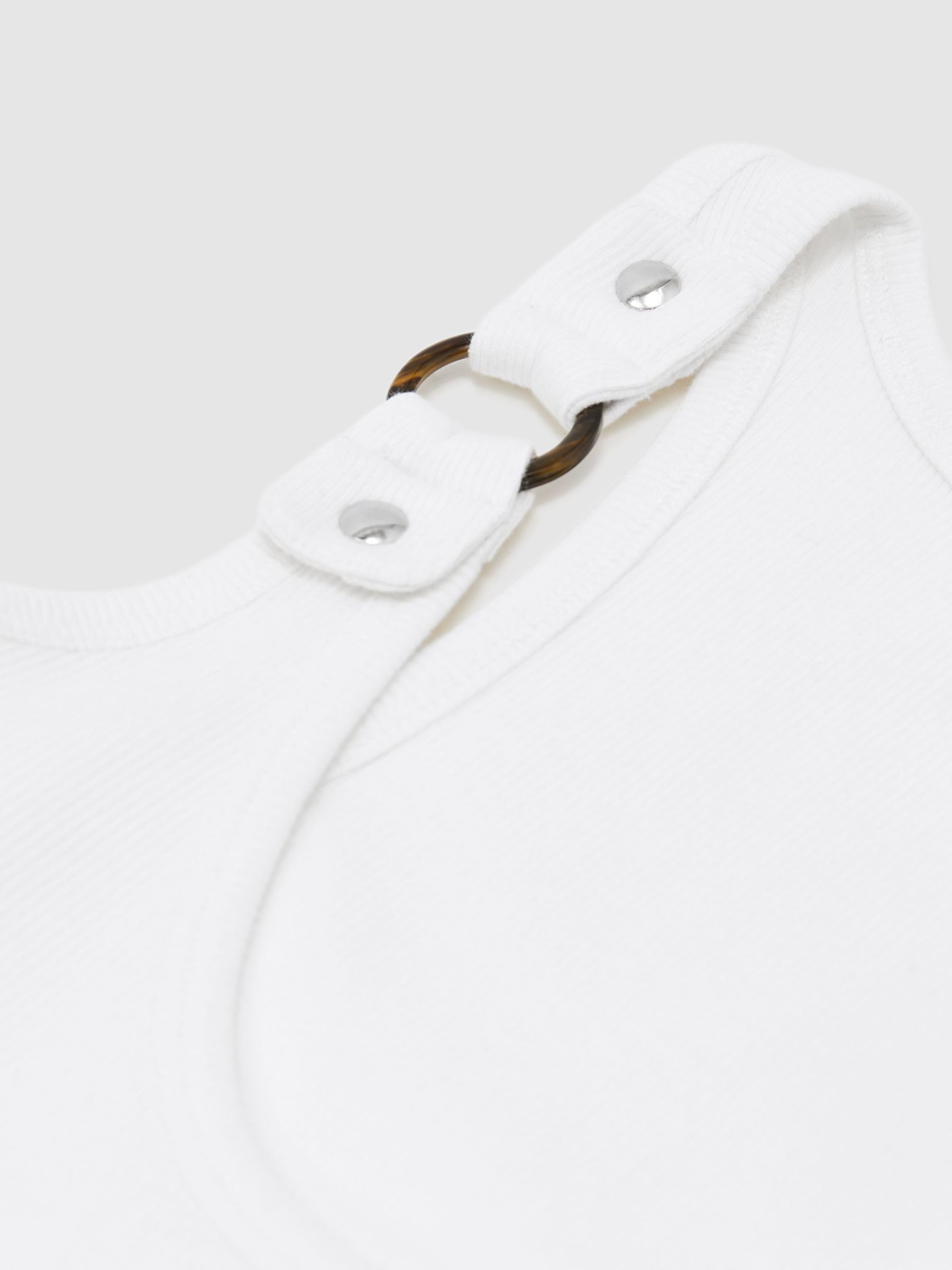 Stretch-Cotton Hardware-Detail Vest in White - Image 6 of 6