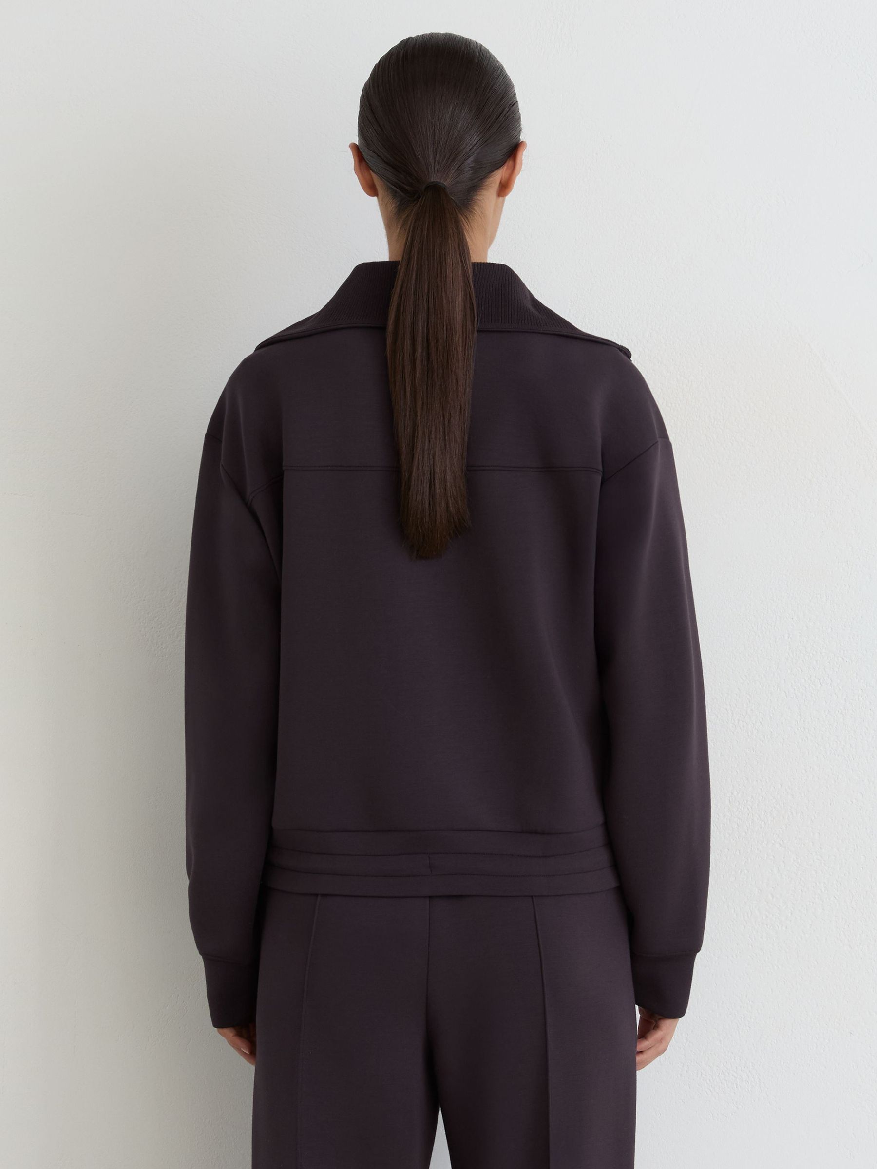Premium Interlock Zip-Front Sweatshirt in Grape Burgundy - Image 5 of 7