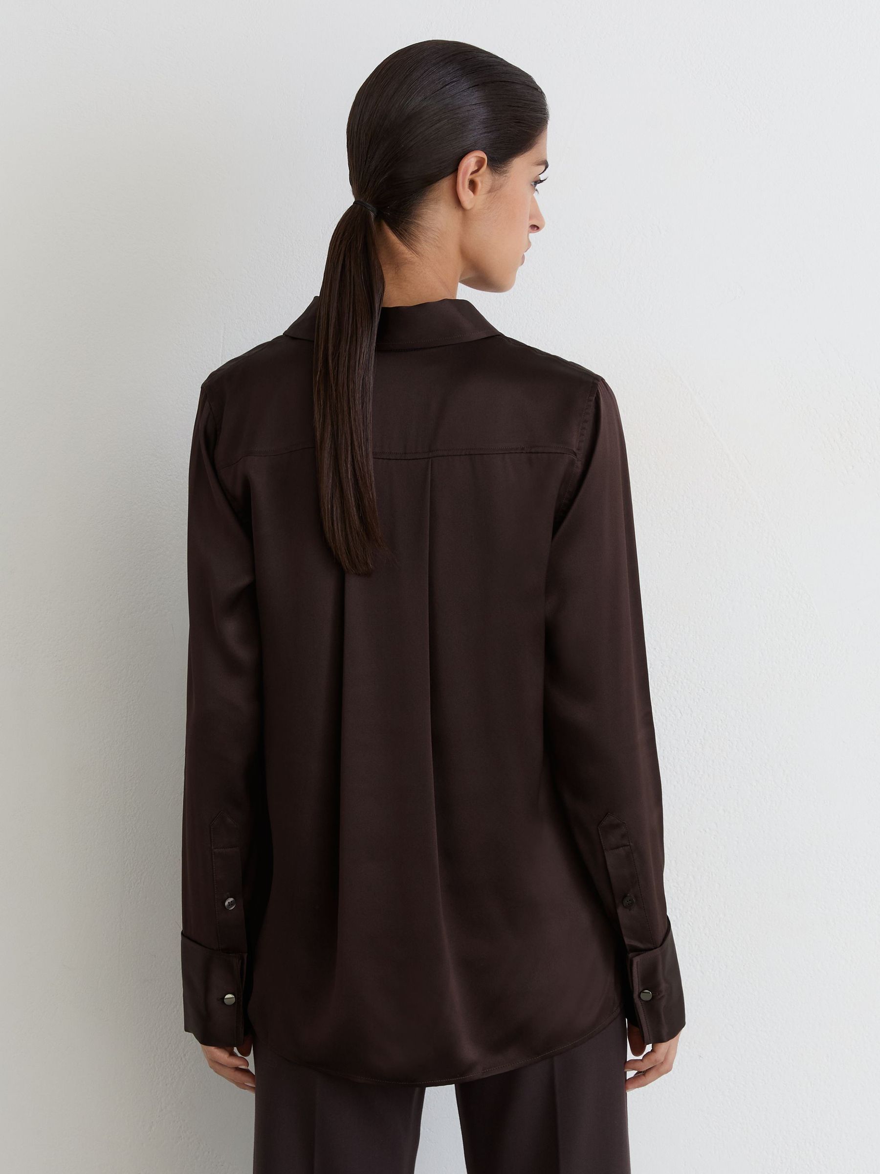Silk-Satin Concealed-Placket Shirt in Grape Burgundy - Image 5 of 7