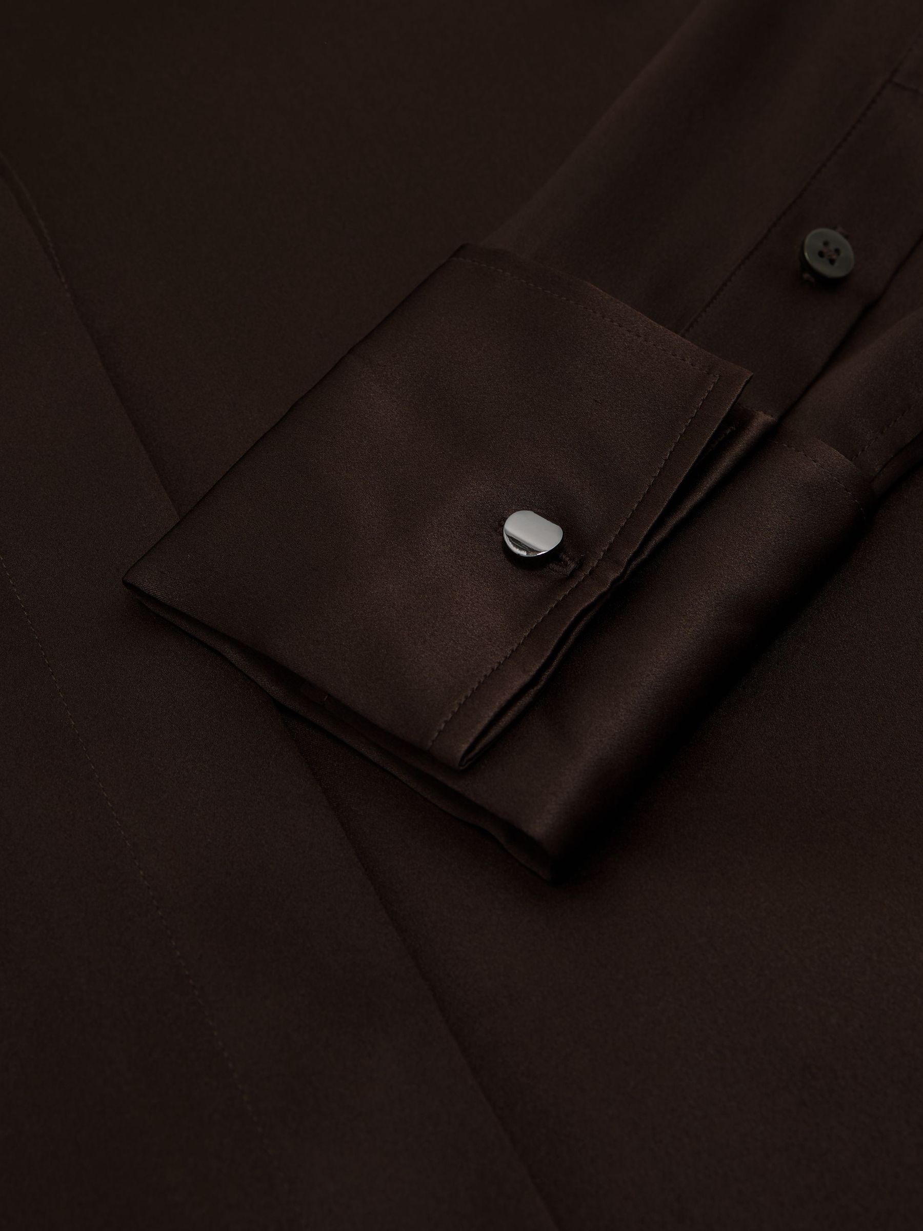 Silk-Satin Concealed-Placket Shirt in Grape Burgundy - Image 7 of 7